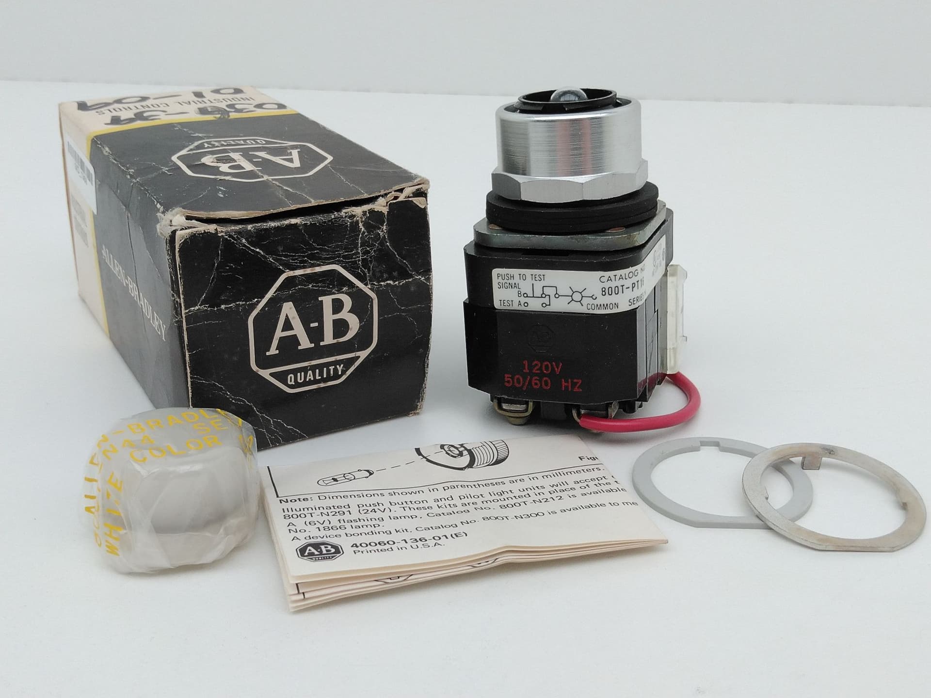 Allen-Bradley 800T-PT16 Illuminated Pilot Light Push-To-Tests w/ White Cap