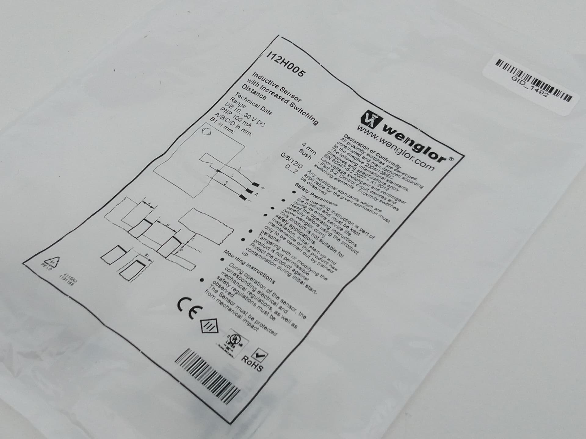 Wenglor I12H005 Inductive Sensor With Increased Switching Distance