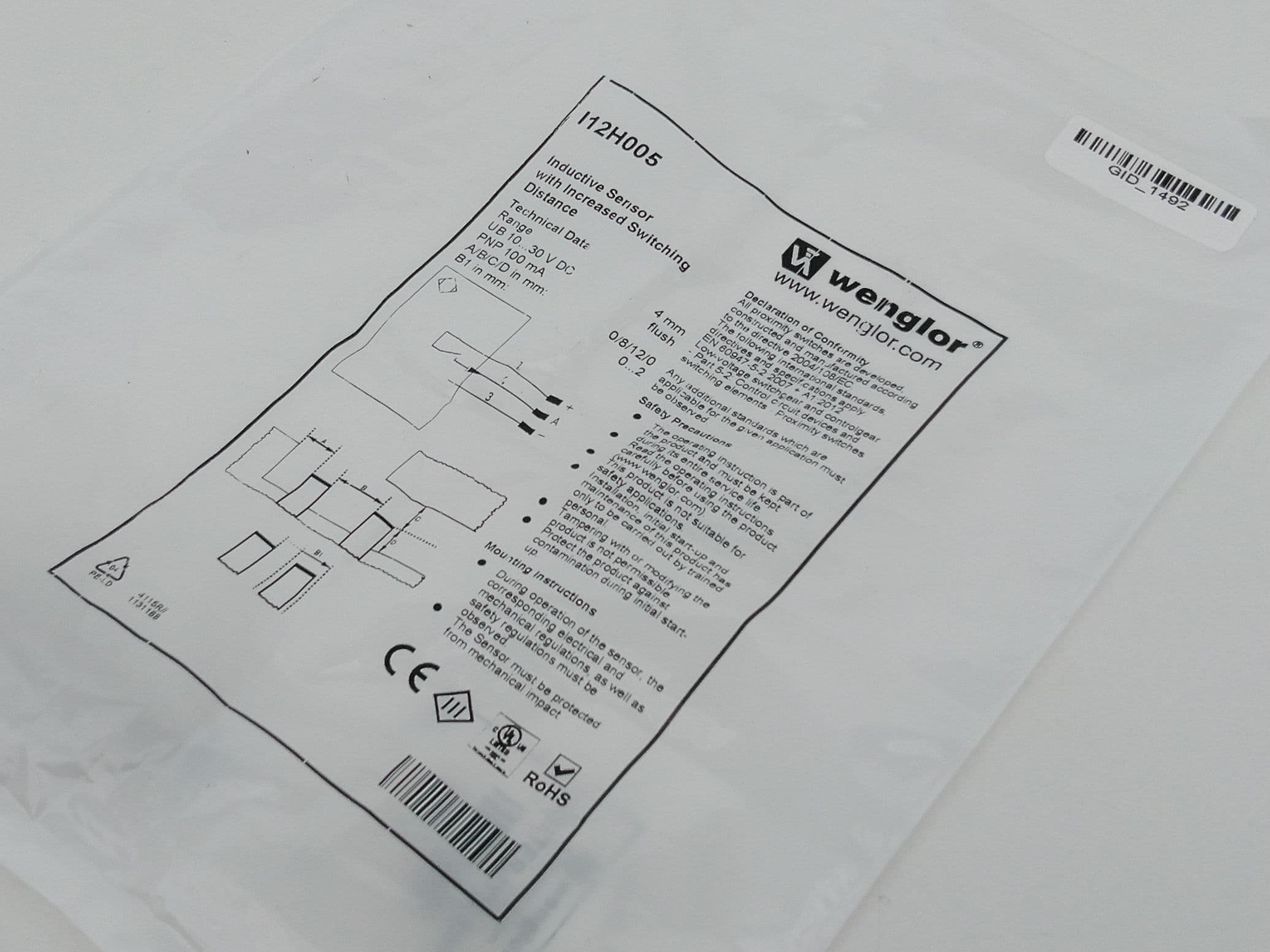 Wenglor I12H005 Inductive Sensor With Increased Switching Distance