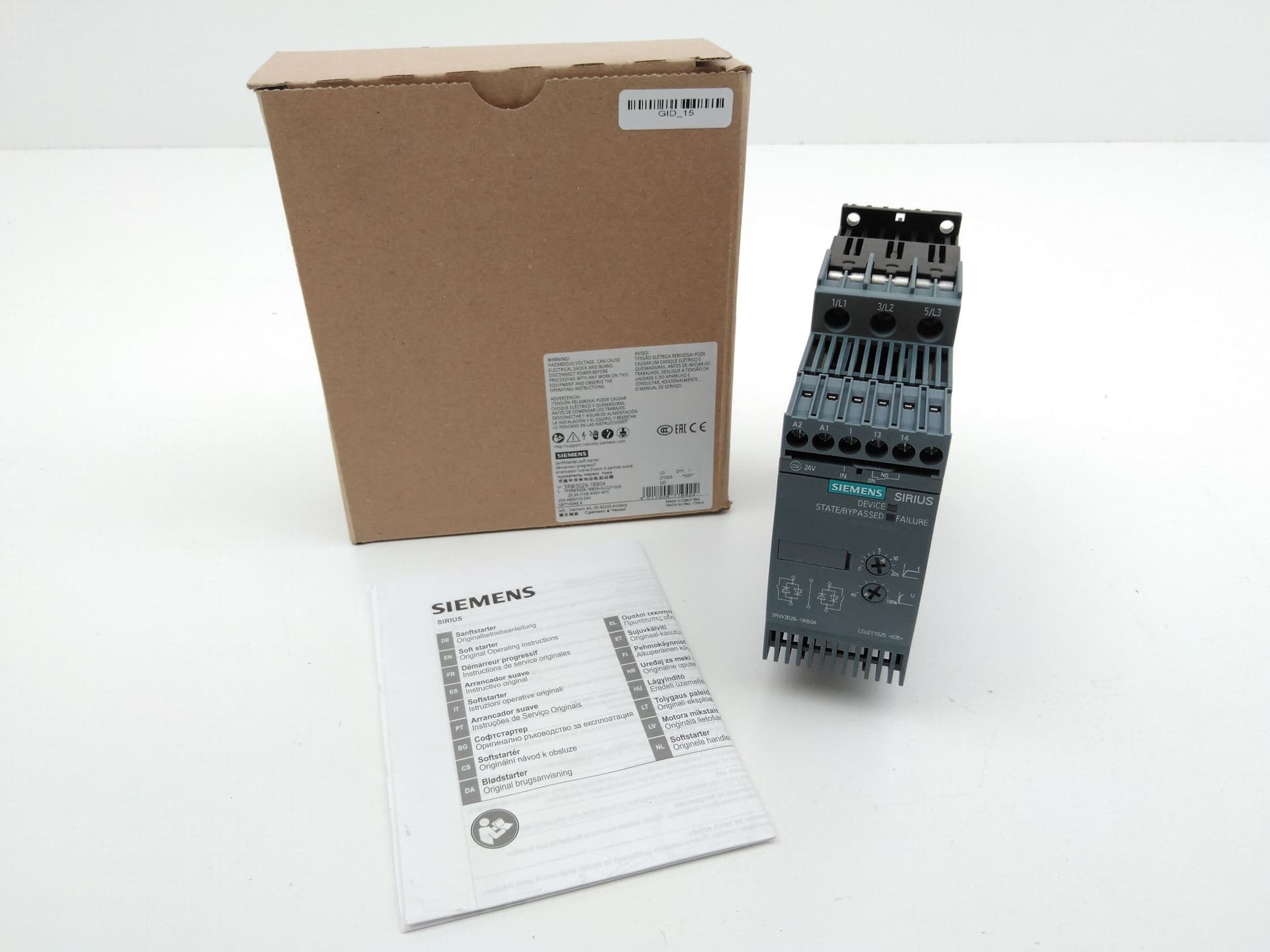 Siemens 3RW3026-1BB04 Soft Starter, 25A, 200-480 VAC, 24 VAC/DC