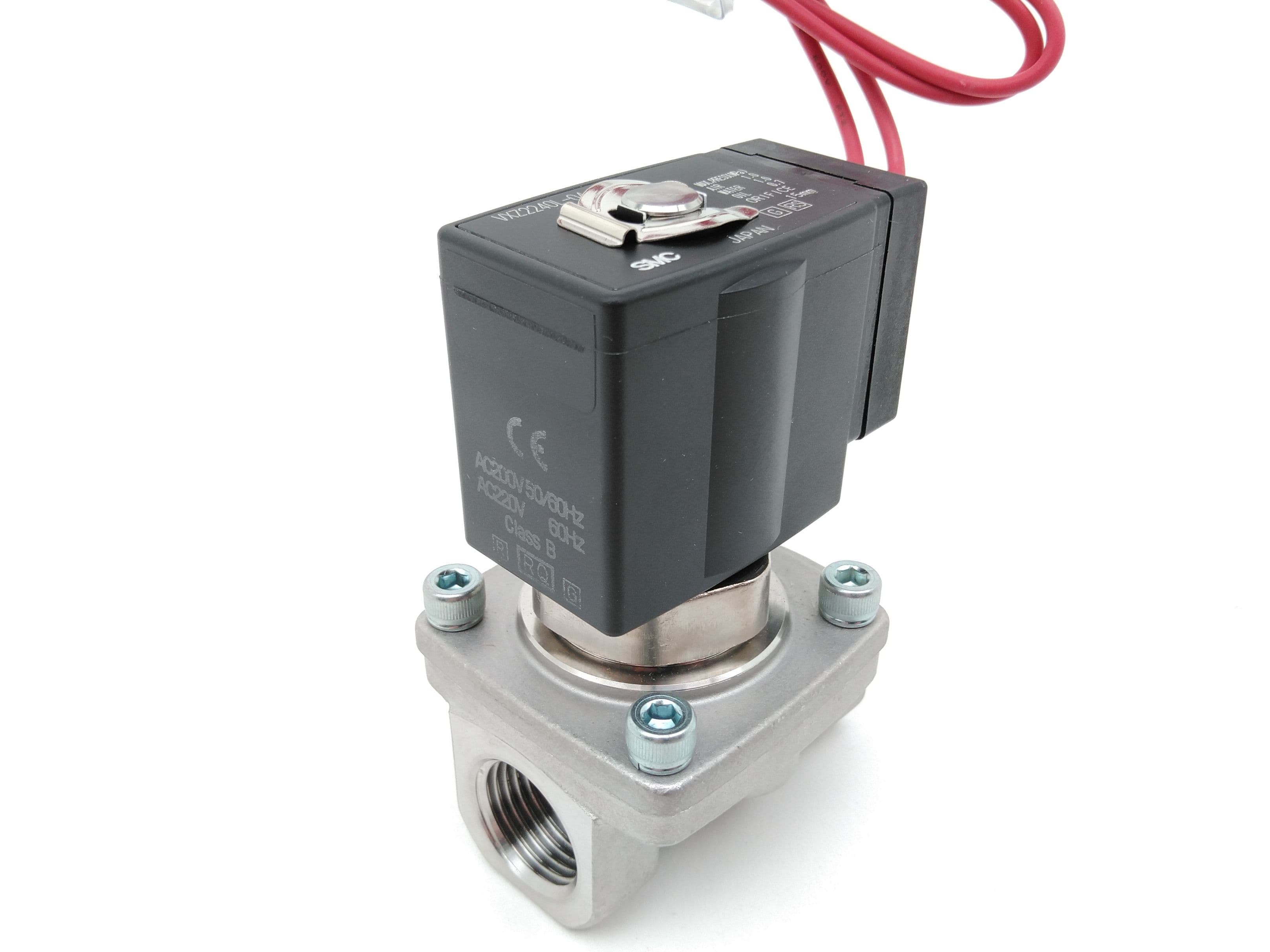 SMC VXZ2240L-04-2GR1 Solenoid Valve, 1/2"FNPT,SS, 220VAC Coil