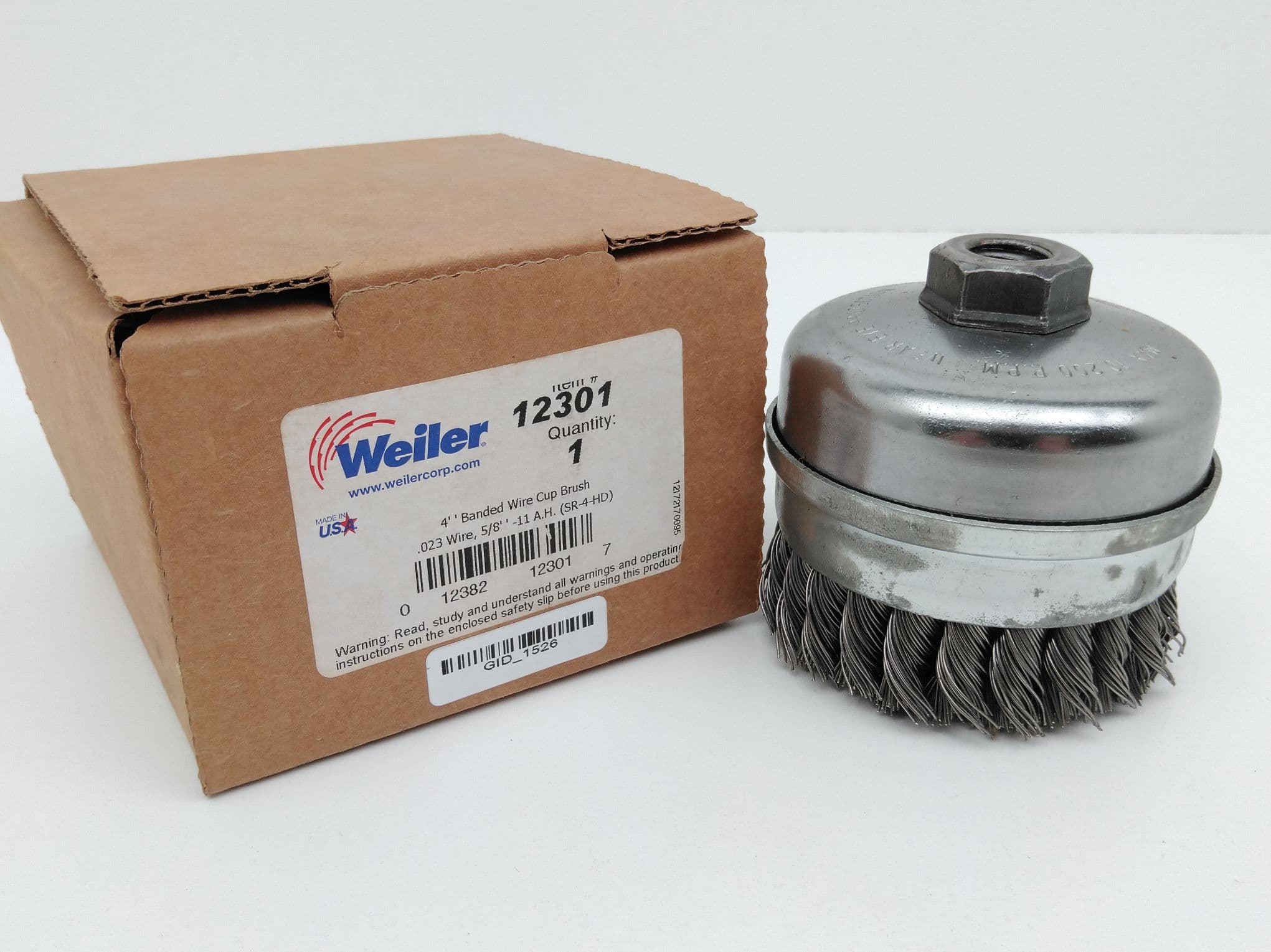 Weiler 12301 Heavy Duty Cup Brush, 4" 5/8-11 UNC