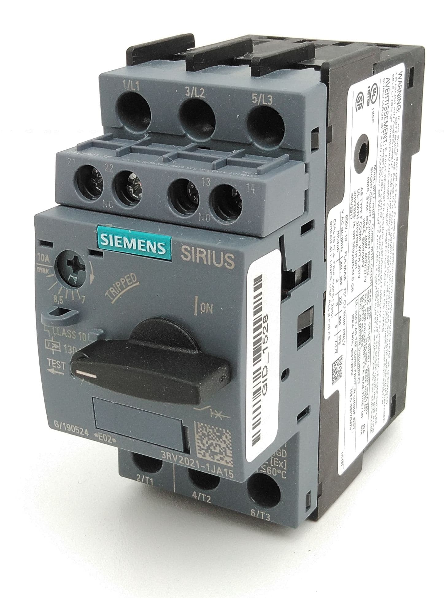 Siemens 3RV2021-1JA15 Motor Protection Circuit Breaker, 130A