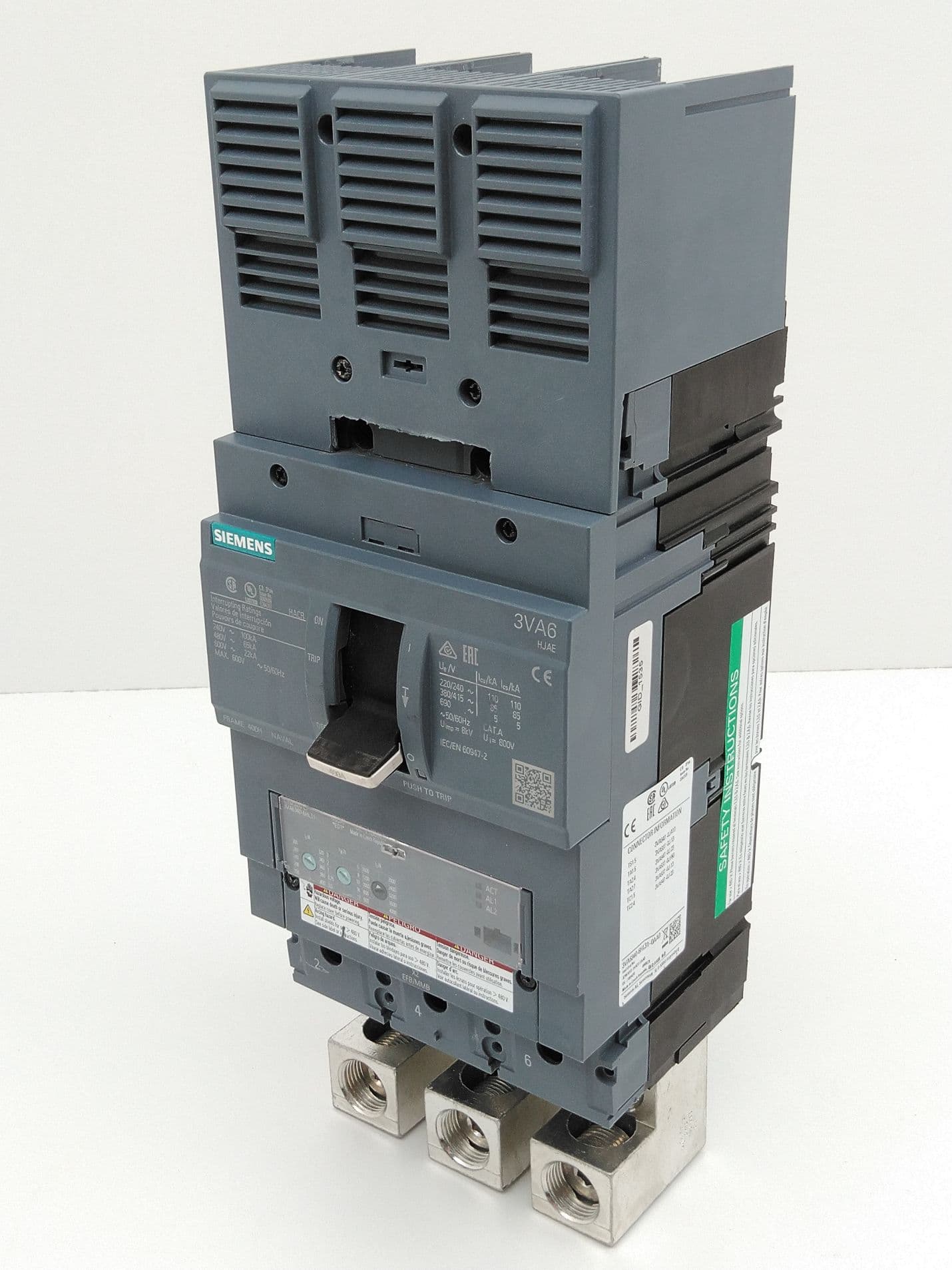 Siemens 3VA6340-6HL31-0AA0 Circuit Breaker Class H 65kA, 3 Pole, 480V, 400A