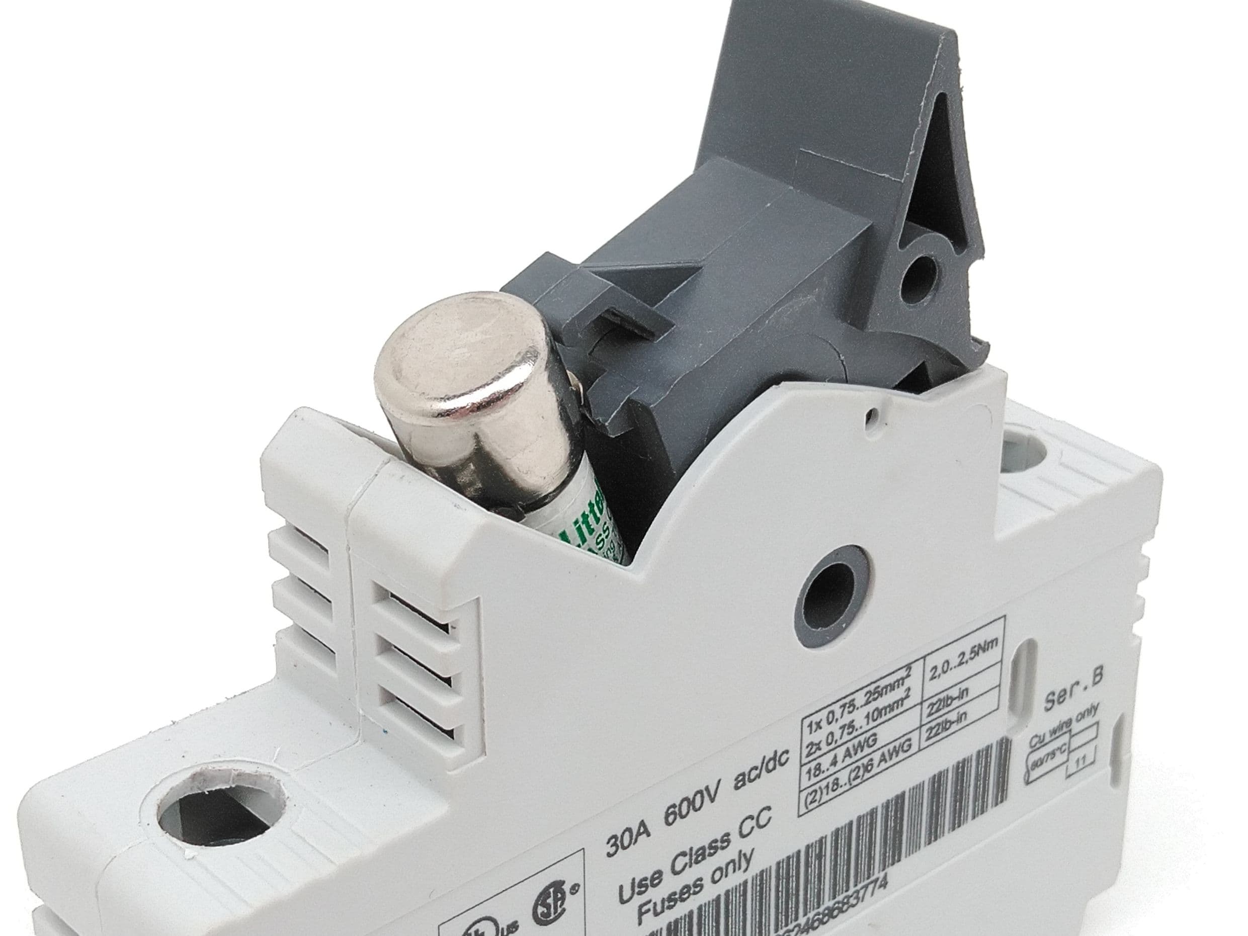 Allen-Bradley 1492-FB1C30-L Class CC Fuse Holder 30A, 600V w/ CCMR 10A Fuse