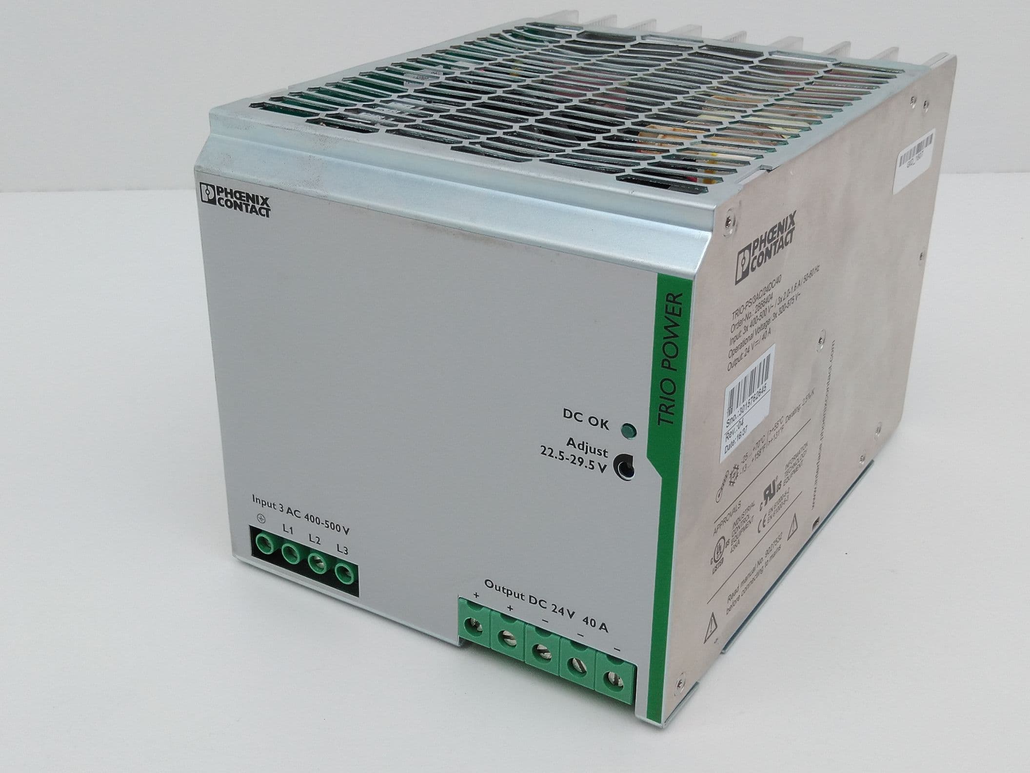 Phoenix Contact TRIO-PS/3AC/24DC/40, 2866404 Power Supply 3x 400-500V, 2.0-1.6A