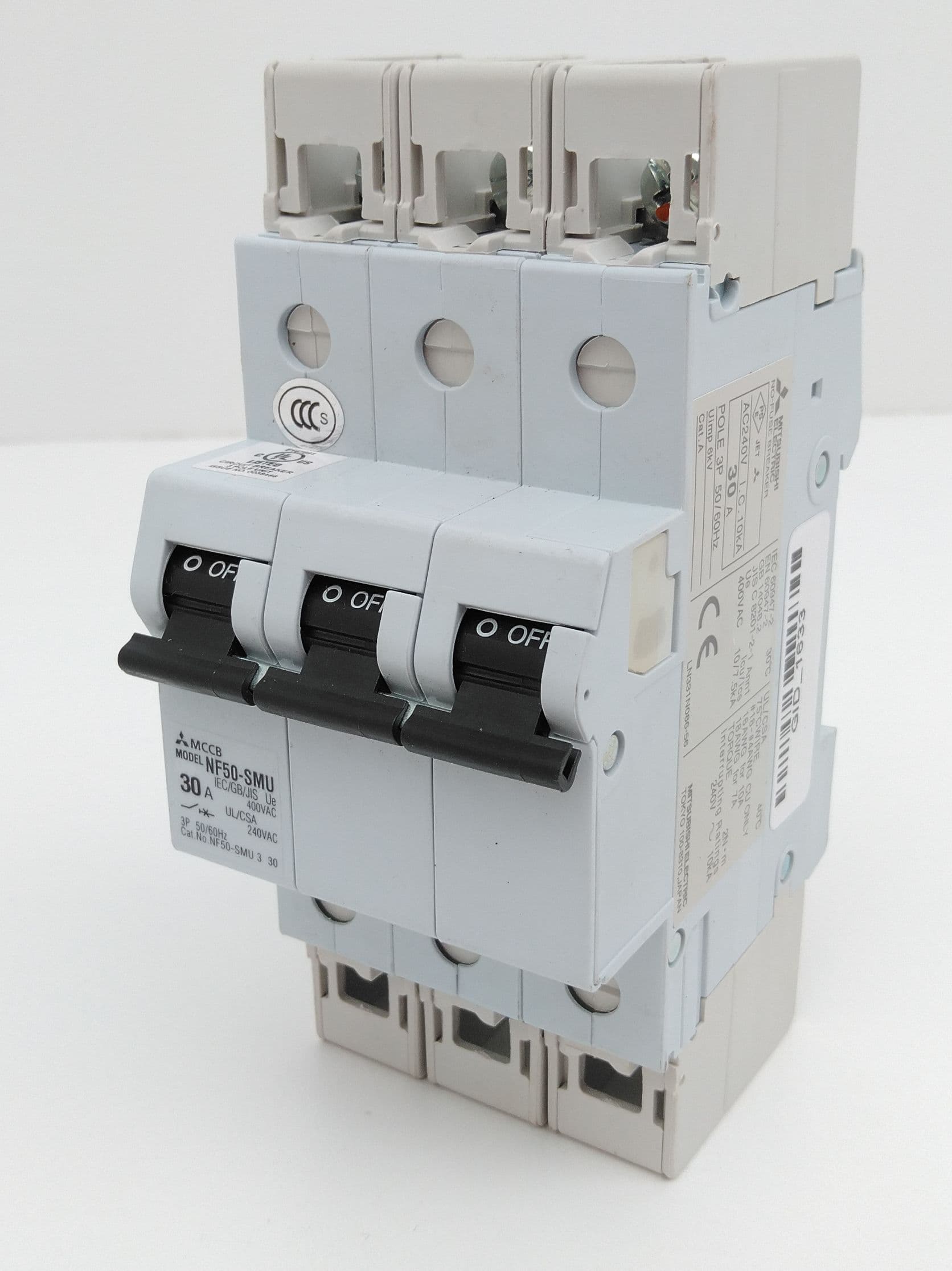 Mitsubishi Electric NF50-SMU3P30A Circuit Breaker 30 Amp, 3 Pole, 240VAC