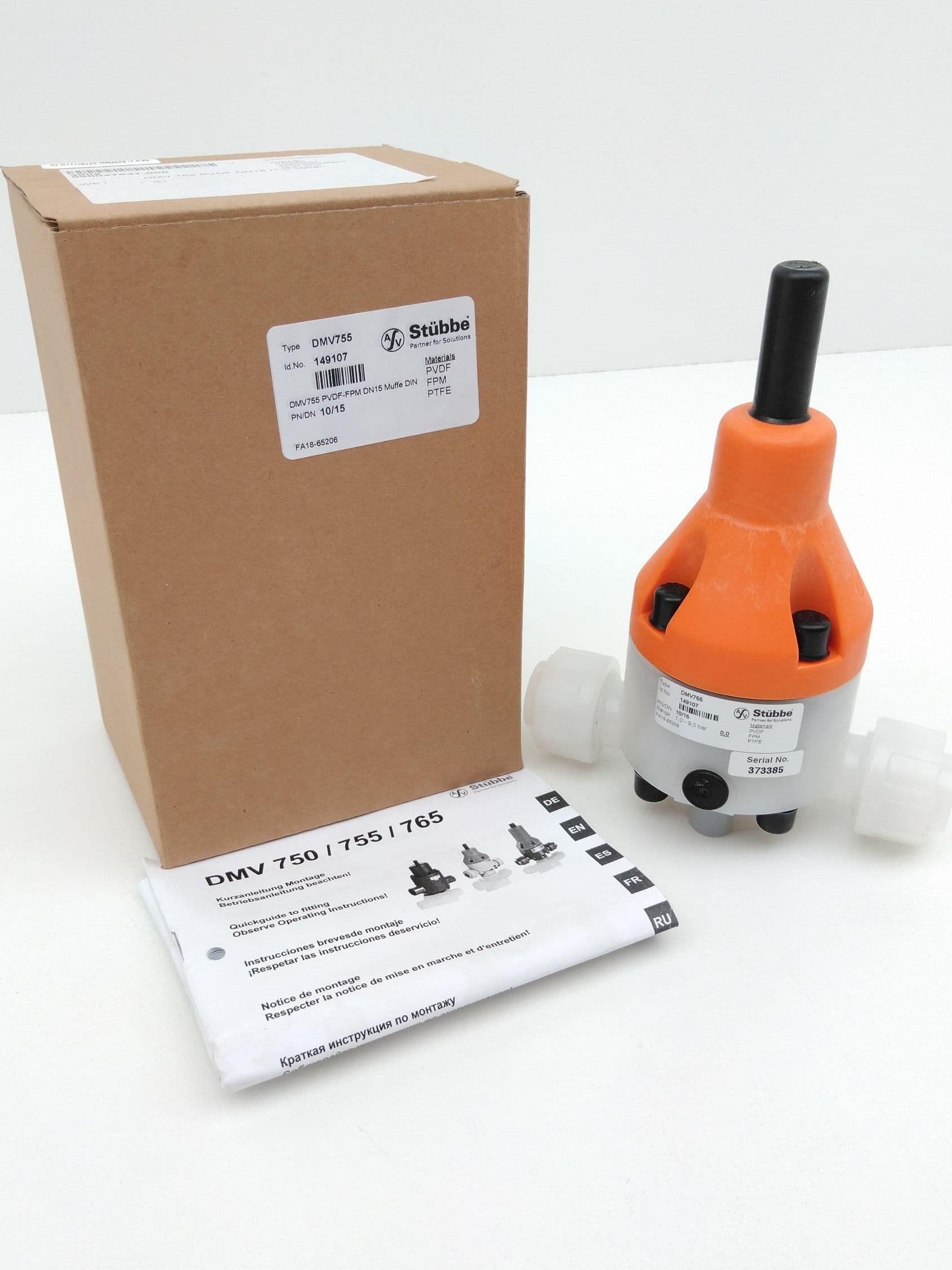 Stubbe DMV755 149107 Pressure Reducing Valve, PVDF-FPM, DN15