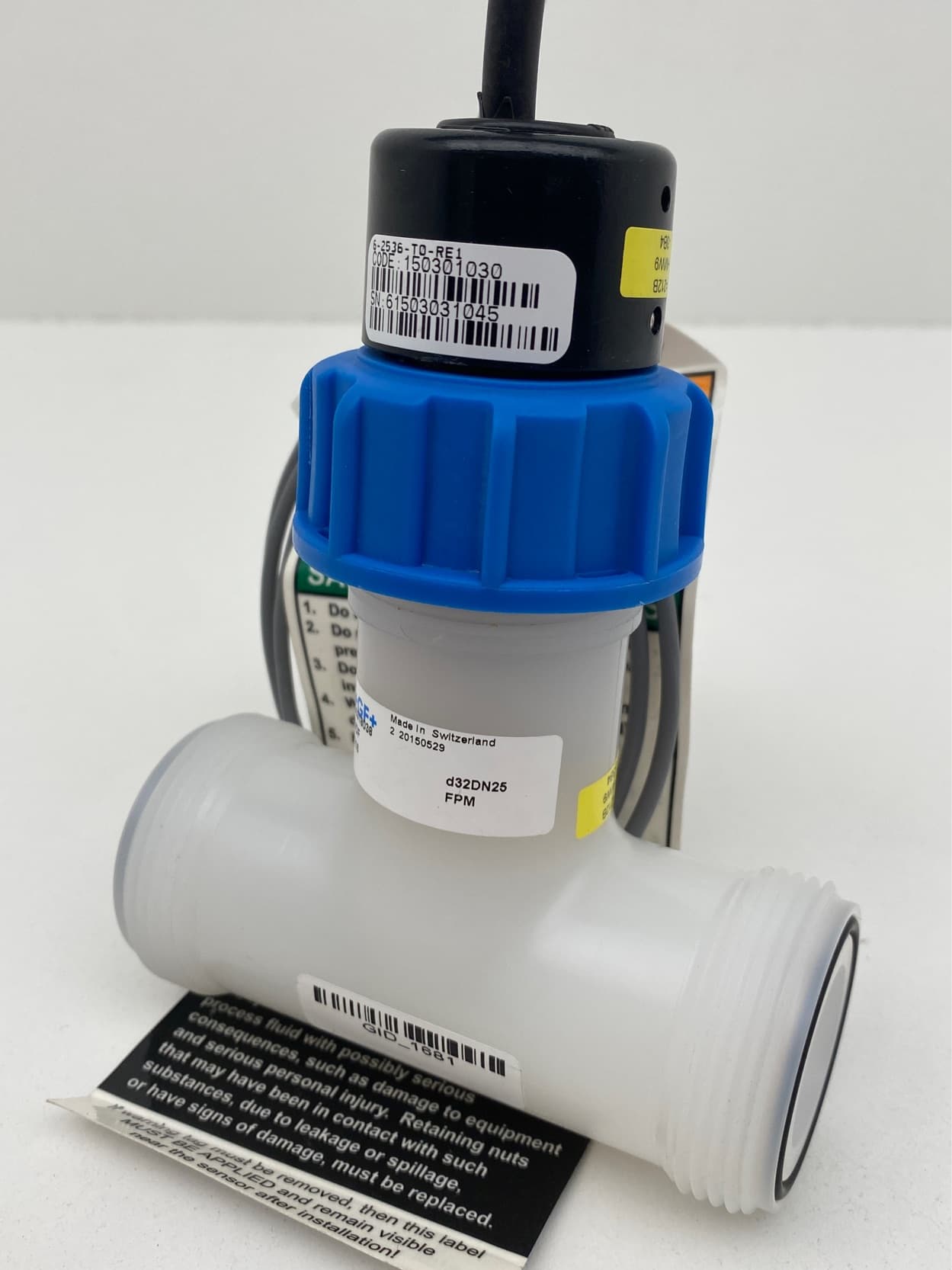 Georg Fischer 6-2536-T0-RE1 / 150301030 Paddlewheel Flow Sensor w/DN25, FPM Tee