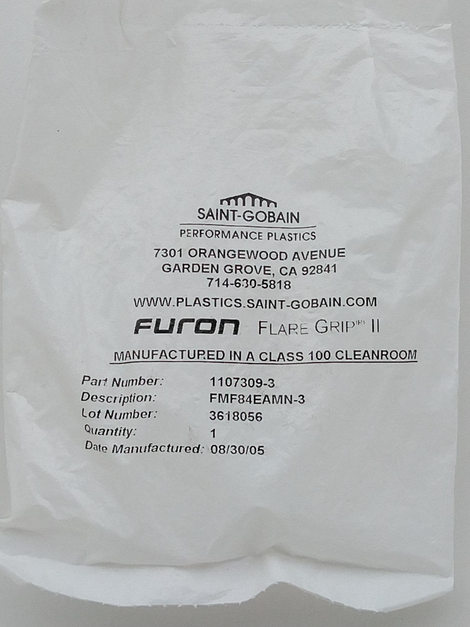 Saint-Gobain FMF84EAMN-3 / 1107309-3 PFA Male El ADPT 1/2” x 1/4”MT