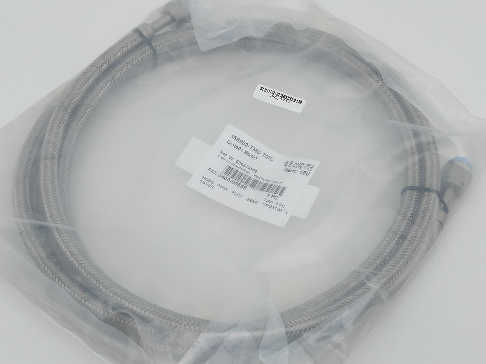 Swagelok / Amat SS-FJ 4RF 4RF-120-Z Flexible Metal Hose,1/4" ID x 120"L FVCR