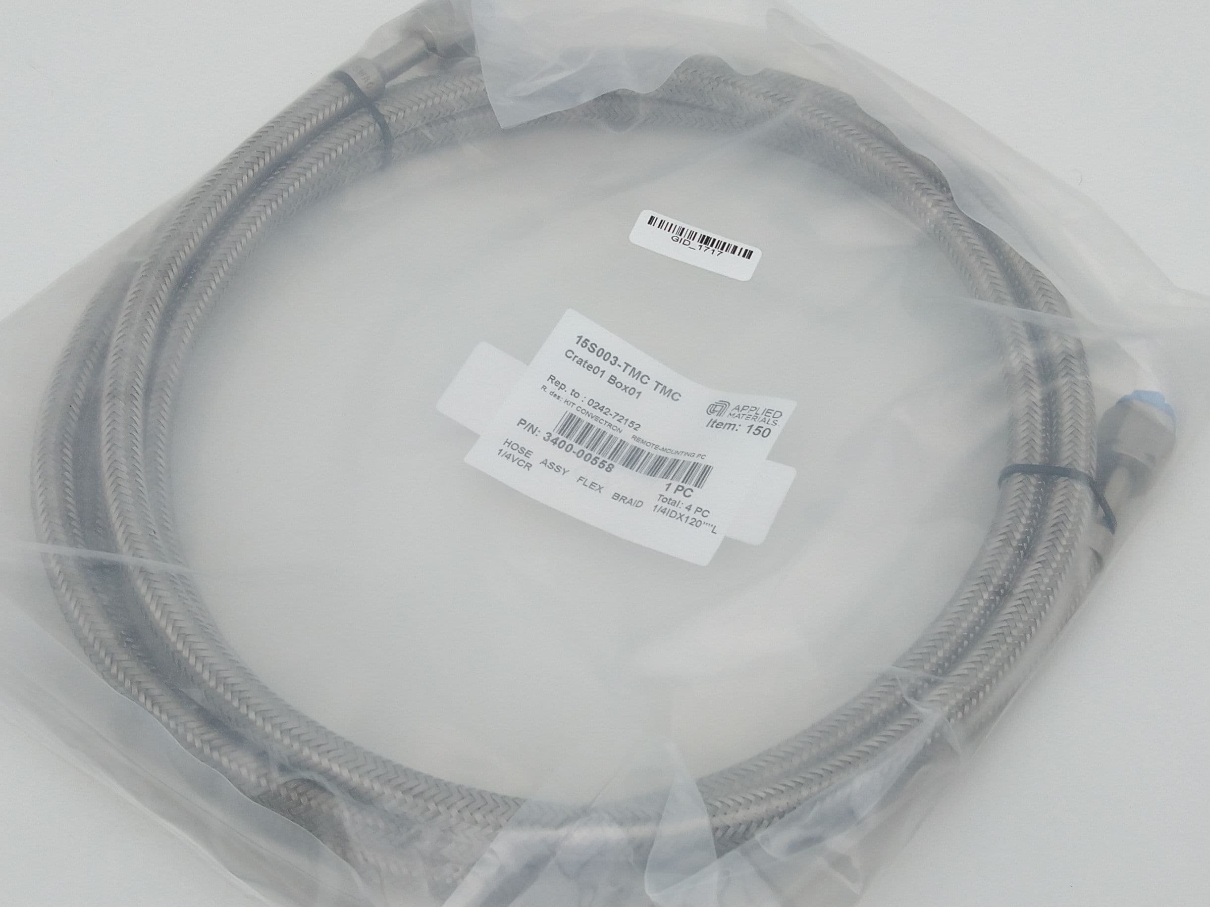 Swagelok / Amat SS-FJ 4RF 4RF-120-Z Flexible Metal Hose,1/4" ID x 120"L FVCR
