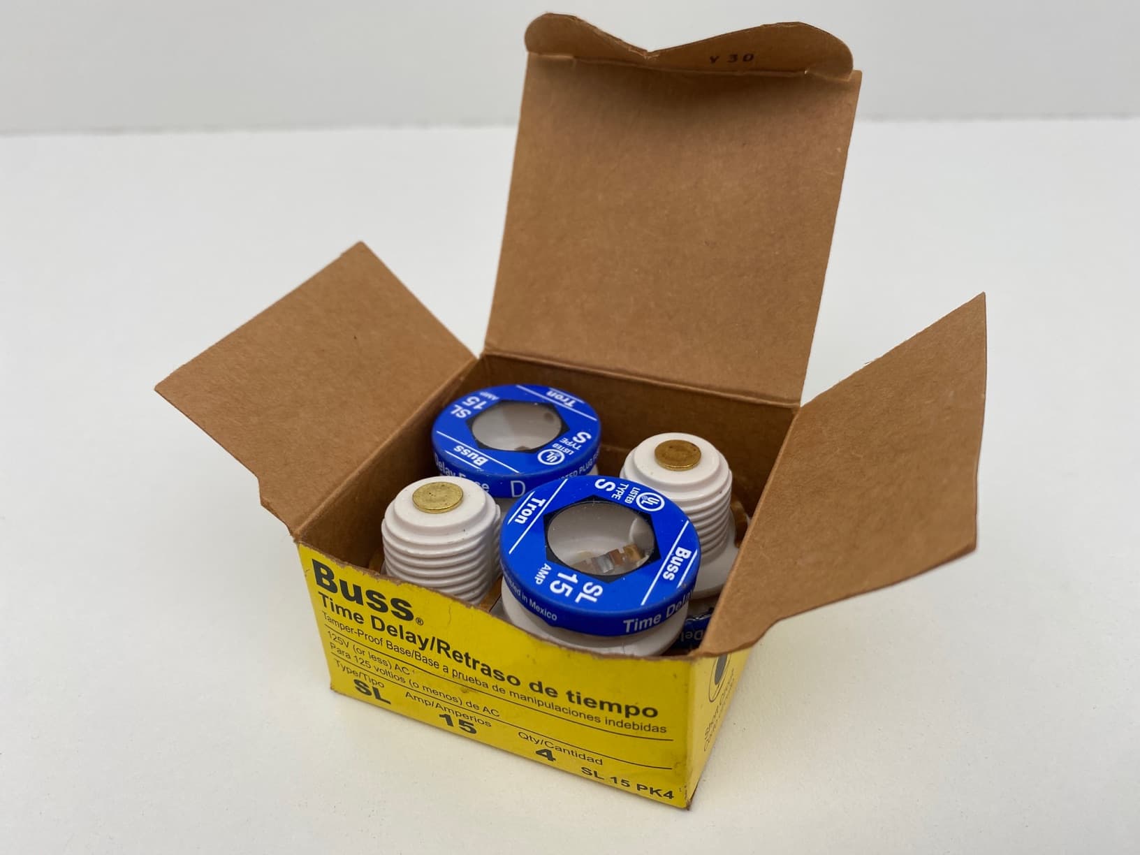 Bussmann SL-15 Screw in Body Time delay Tamper Proof Fuses 15A, 125VAC, 4PK
