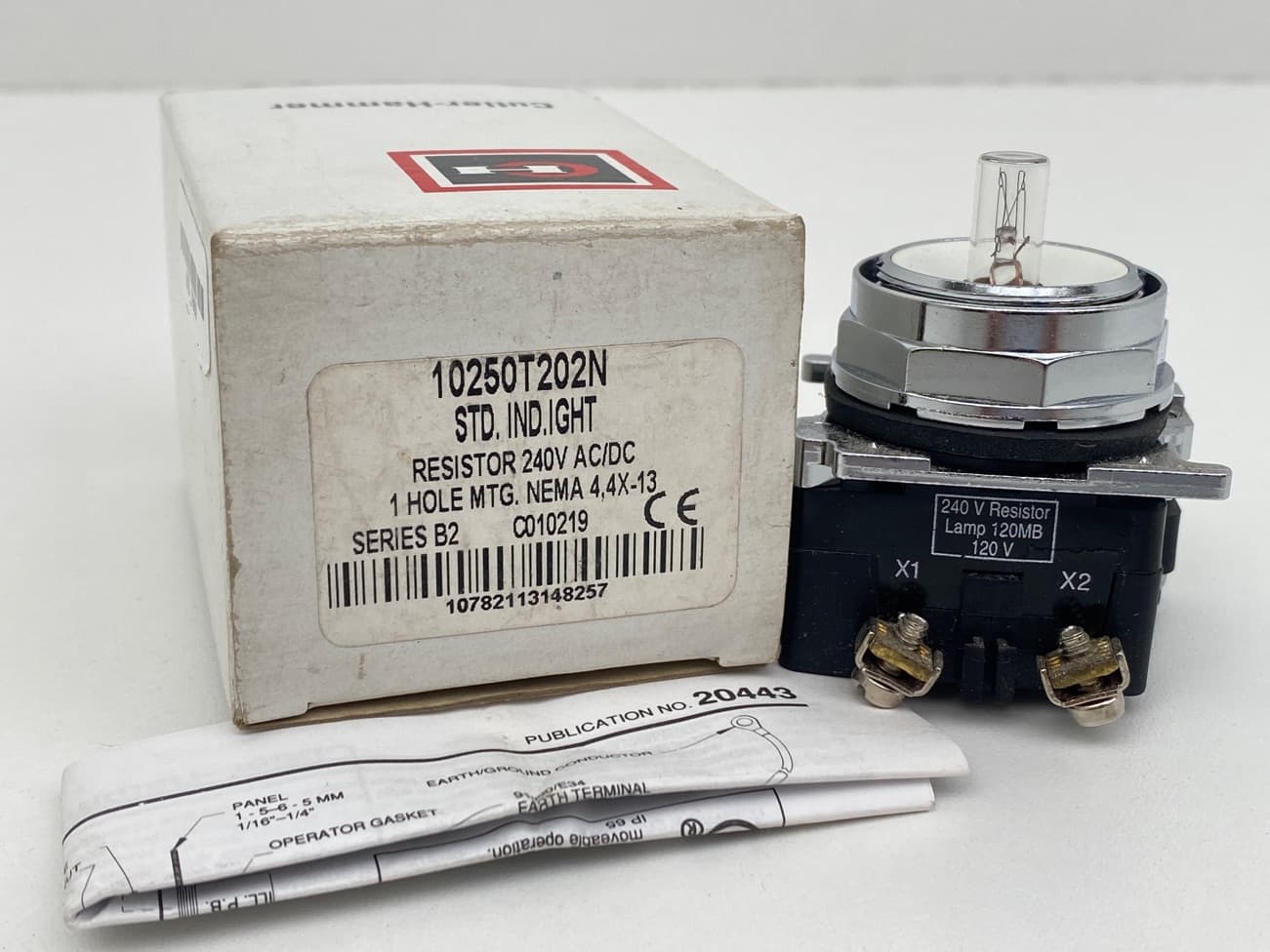 Cutler-Hammer 10250T202N Incandescent Indicating Light Water/Oil Tight, 240VAC