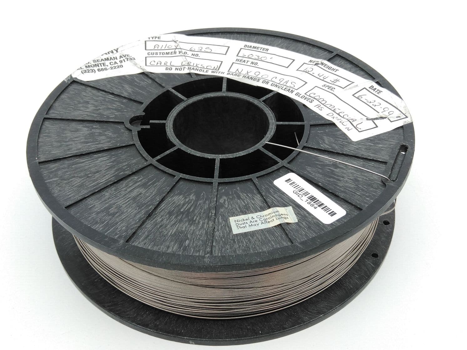 Bob Martin Wire Company Alloy 625 Nickel Welding Wire - 0.030