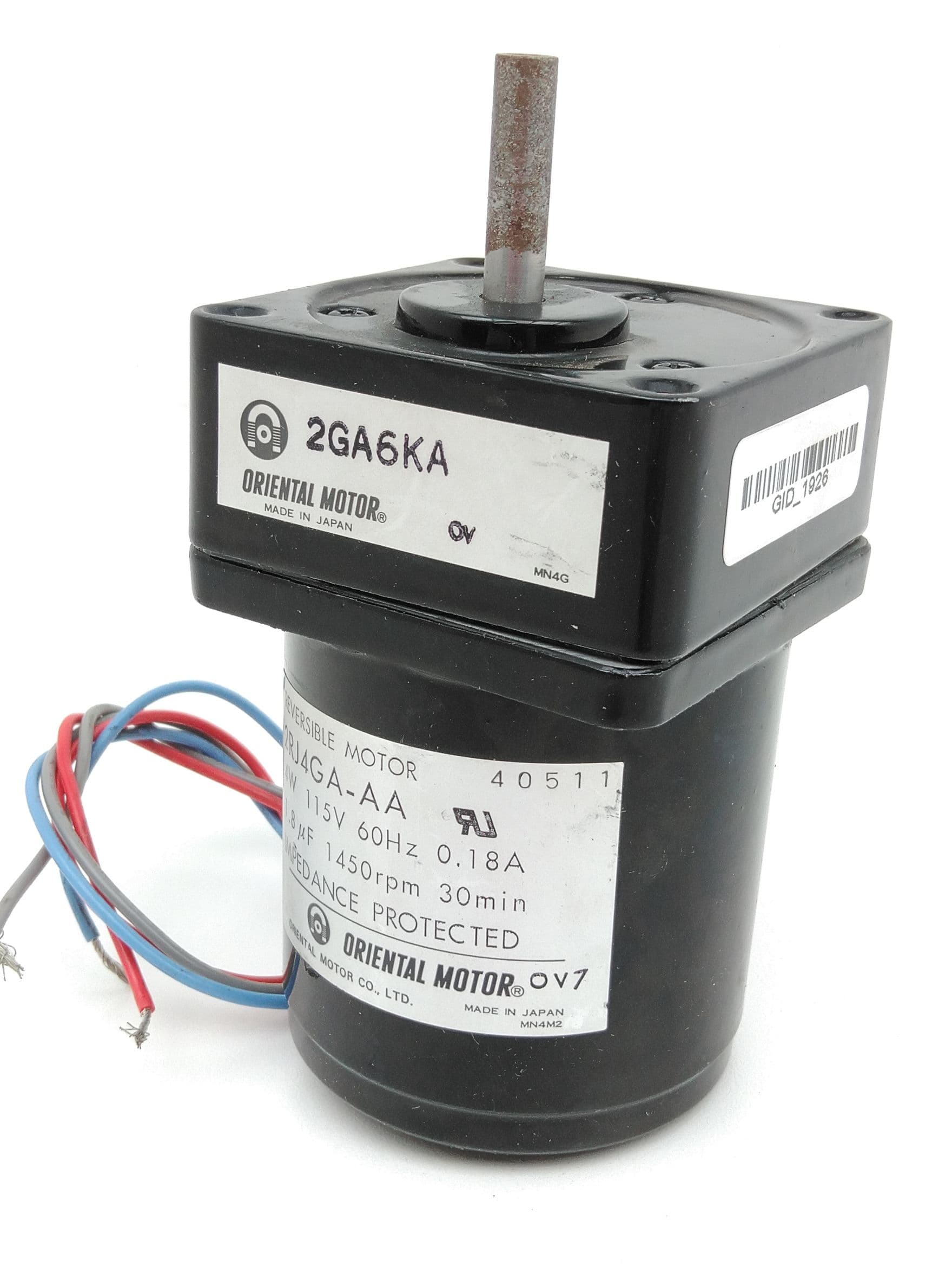 Oriental Motor 2RJ4GA-AA/2GA6KA Reversible Motor 4W, 115V, 60Hz, 0.18A, 1450RPM