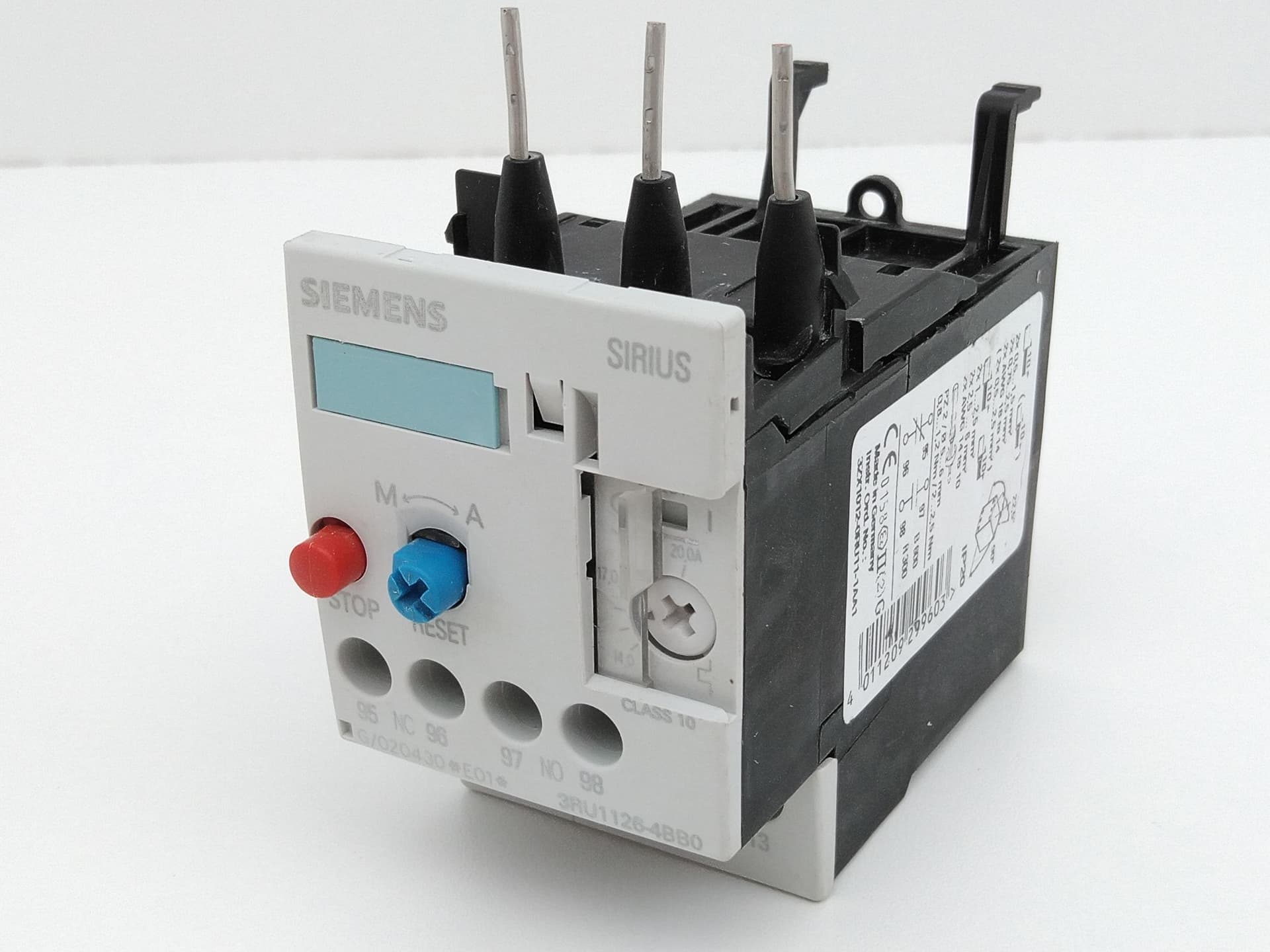 Siemens 3RU1126-4BB0 Thermal Overload Relay Trip Class 10, 690V, 3P, 20A