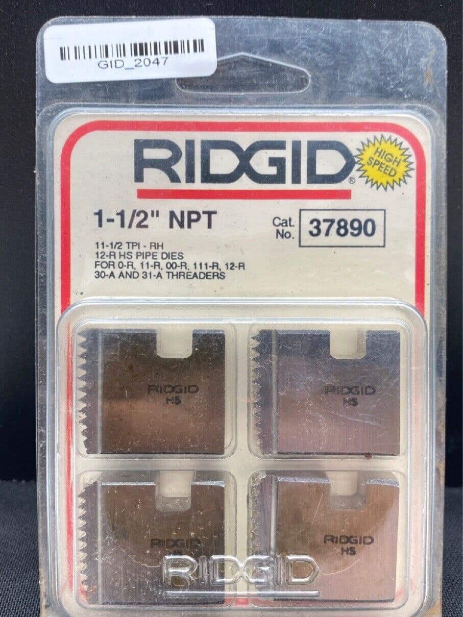 Ridgid 37890, 1 1/2""-11 1/2 TPI-RH Pipe Dies, 12-R H.S.1 1/2" NPT