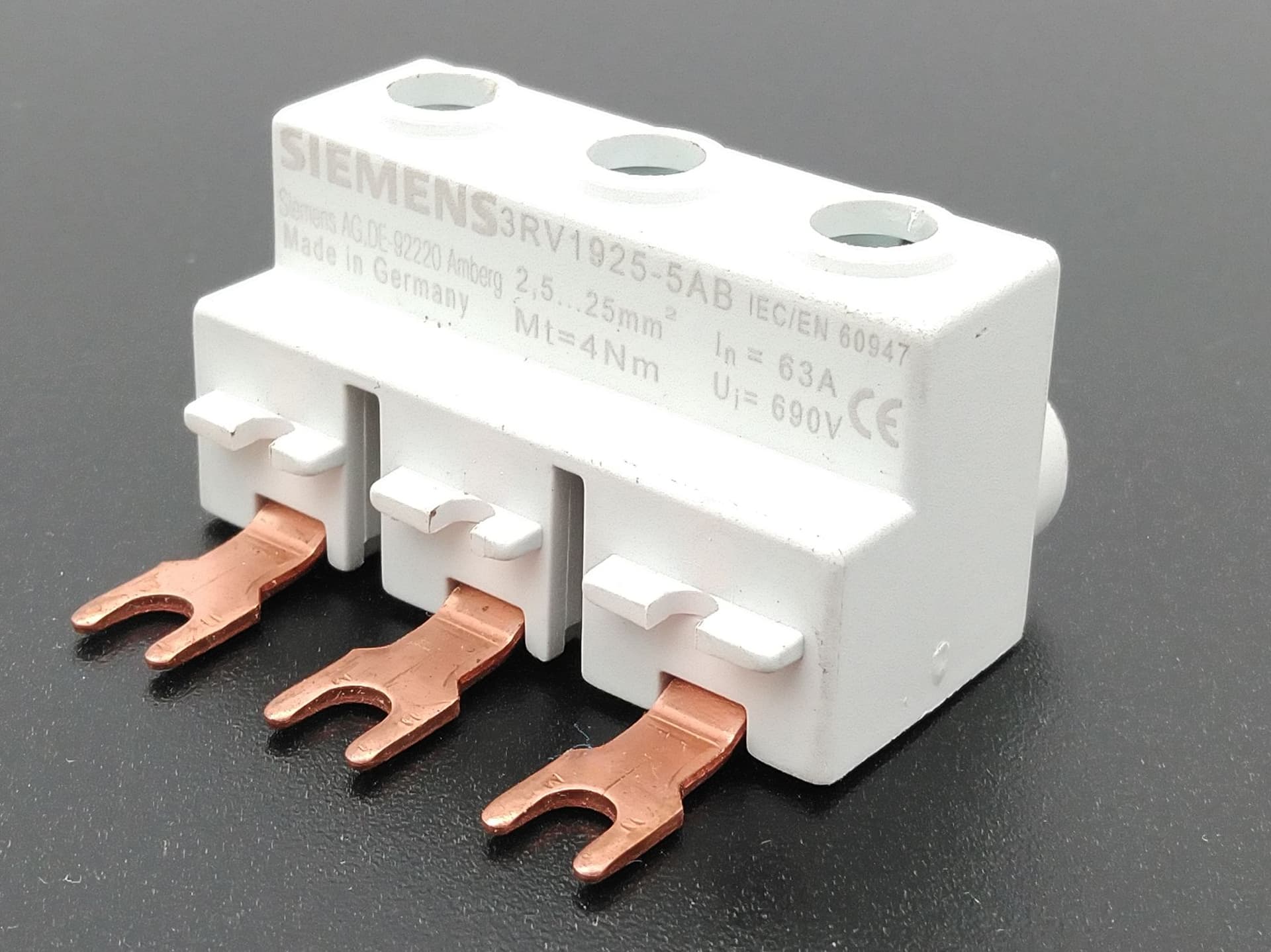 Siemens 3RV1925-5AB 3 Phase Supply Feed Terminal, 63A
