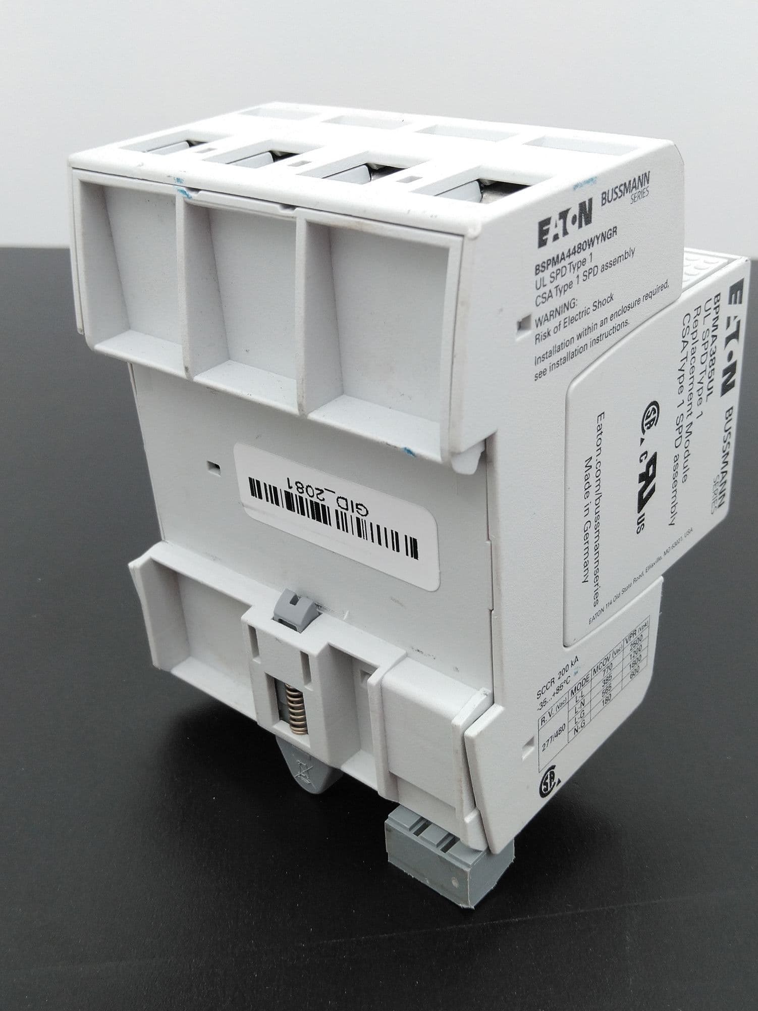 Eaton/Bussmann BSPMA4480WYNGR SPD Surge Arrester Module 4P 200KA 385V w/ Fuses