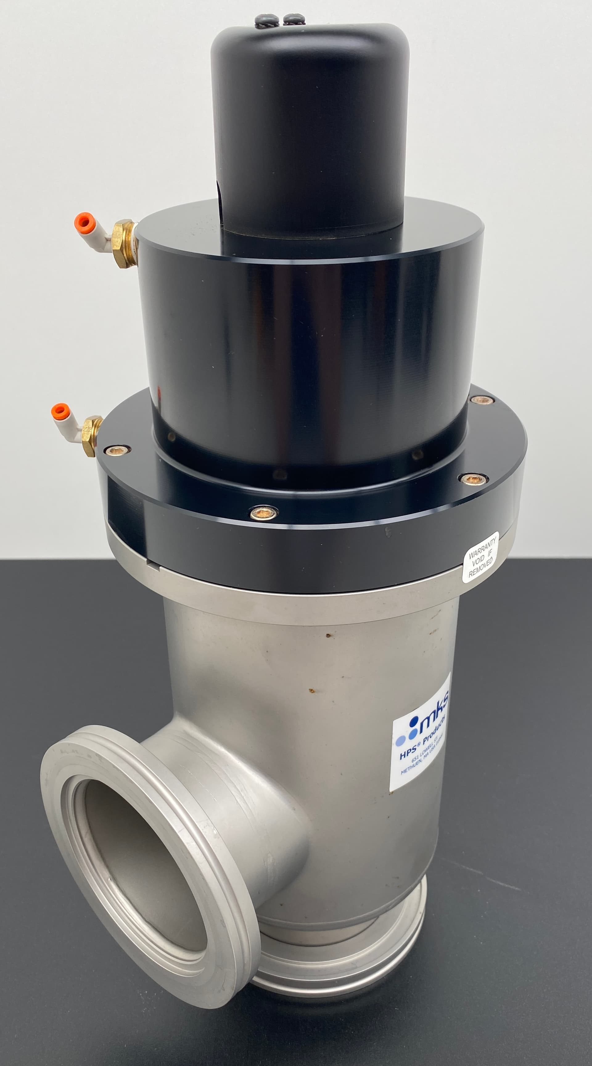 MKS 99D0687 Pneumatic Vacuum Right Angle Valve ISO-KF DN80 Stainless Steel