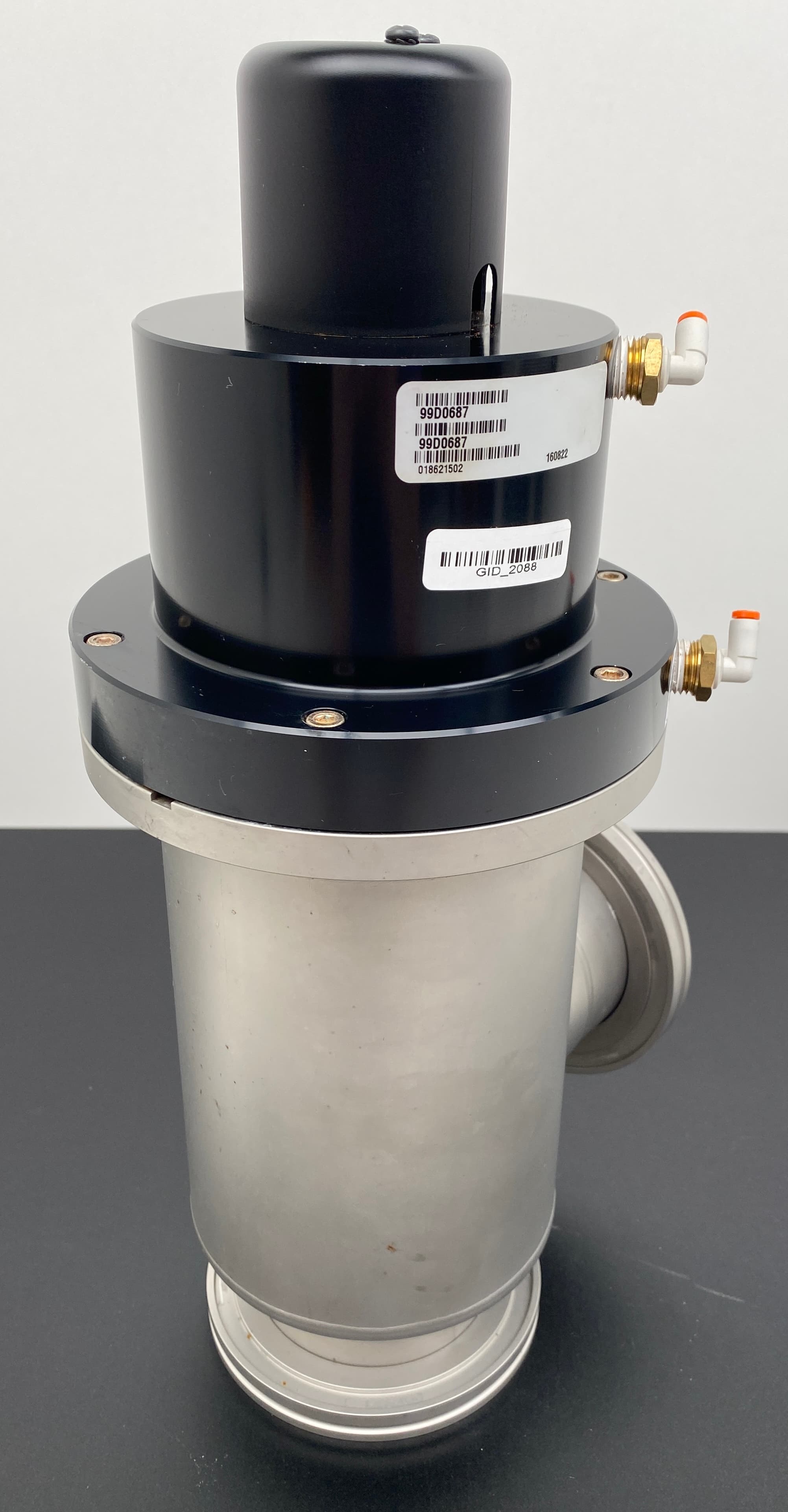 MKS 99D0687 Pneumatic Vacuum Right Angle Valve ISO-KF DN80 Stainless Steel