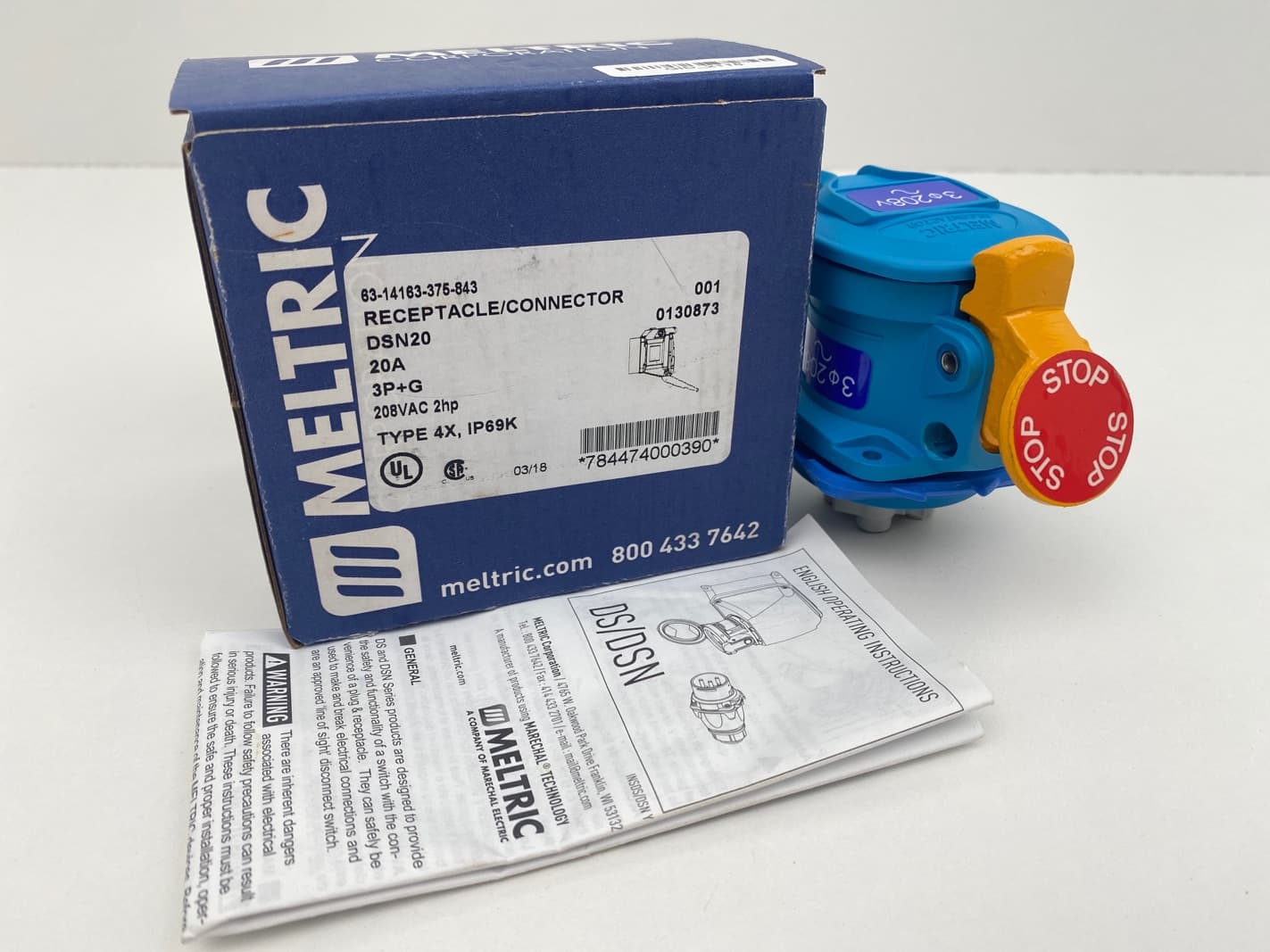 Meltric 63-14163-375-843 Receptacle/Connector DSN20, 20A, 3P+G, 208V, 2Hp