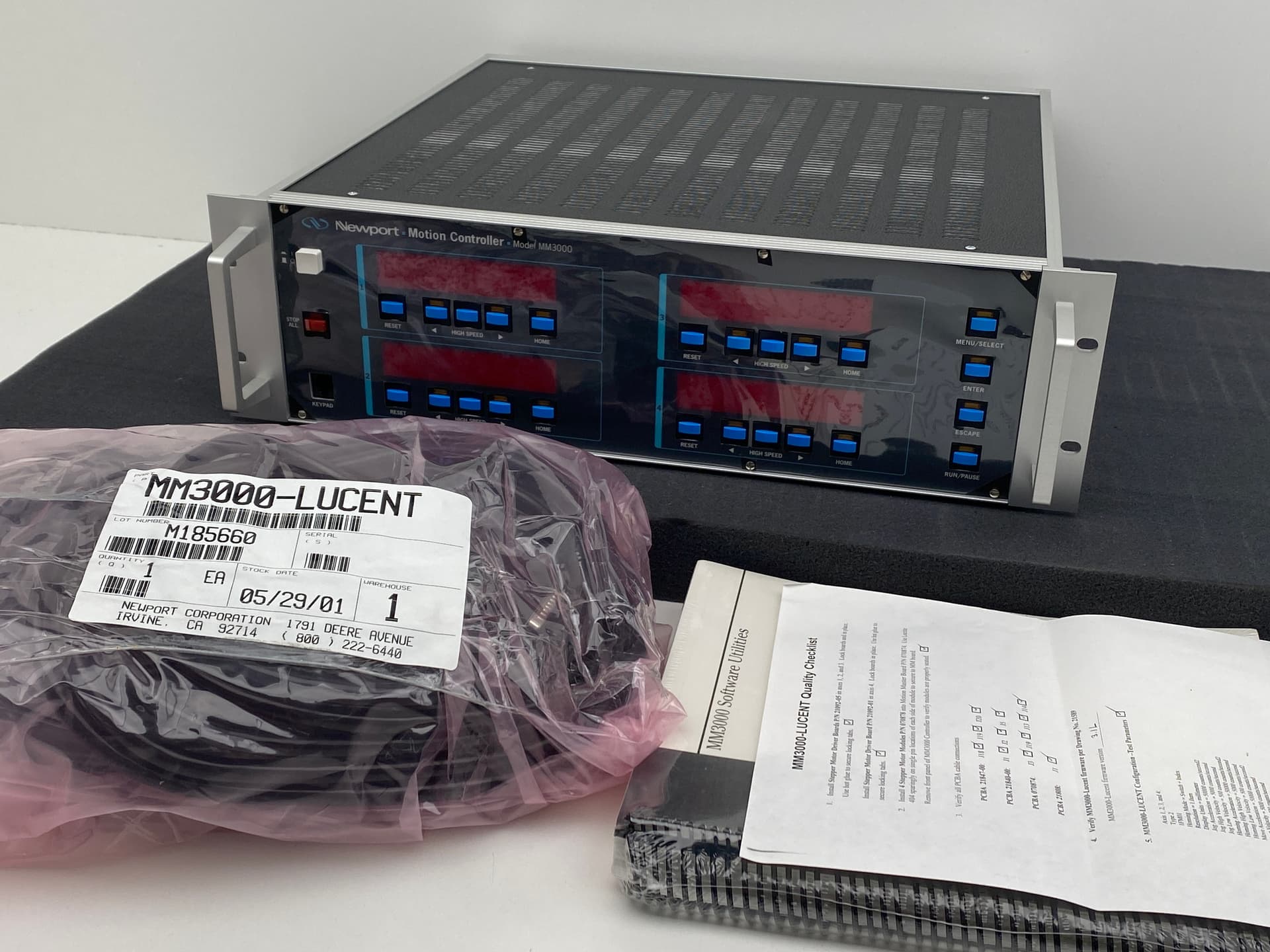 Newport MM3000 4 Axis Stepper Motion Controller, New w/ Accessories and Manual