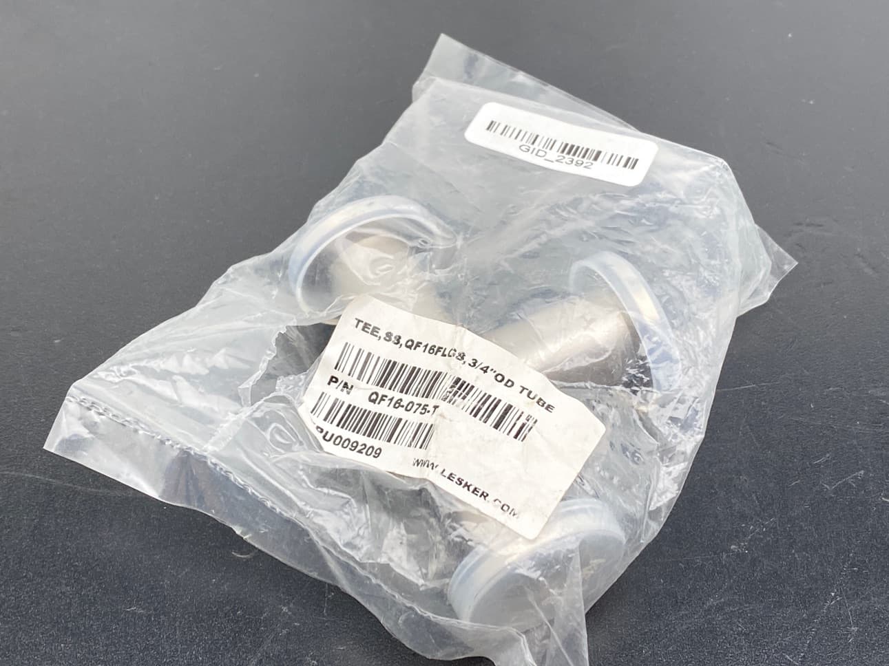 Kurt J. Lesker QF16-075-T 3-Way Tee, SS, ISO, QF16 / NW16, 3/4"OD Tube