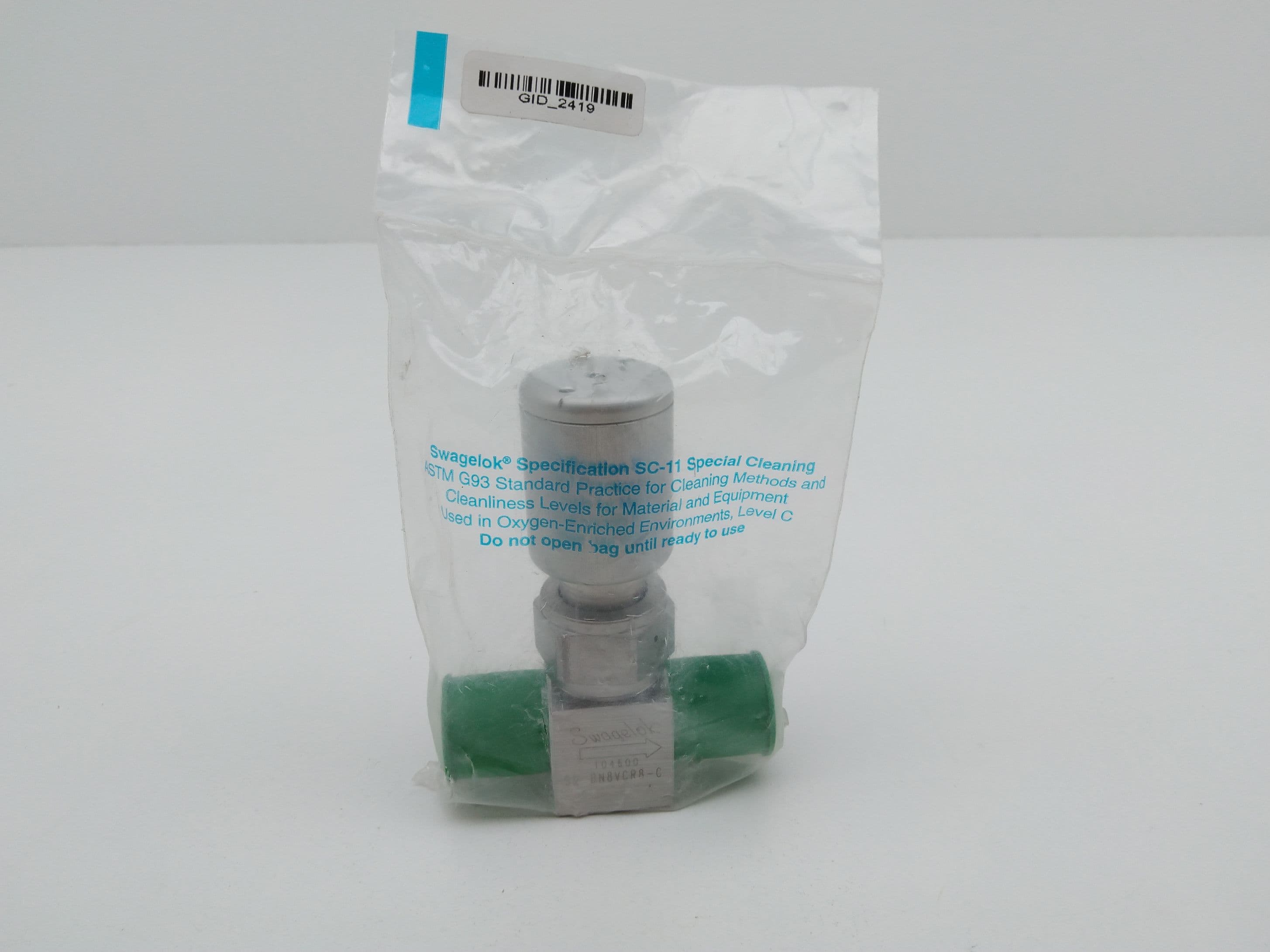 Swagelok SS-BN8VCR8-C High Purity Bellow Sealed Valve, 316L SS