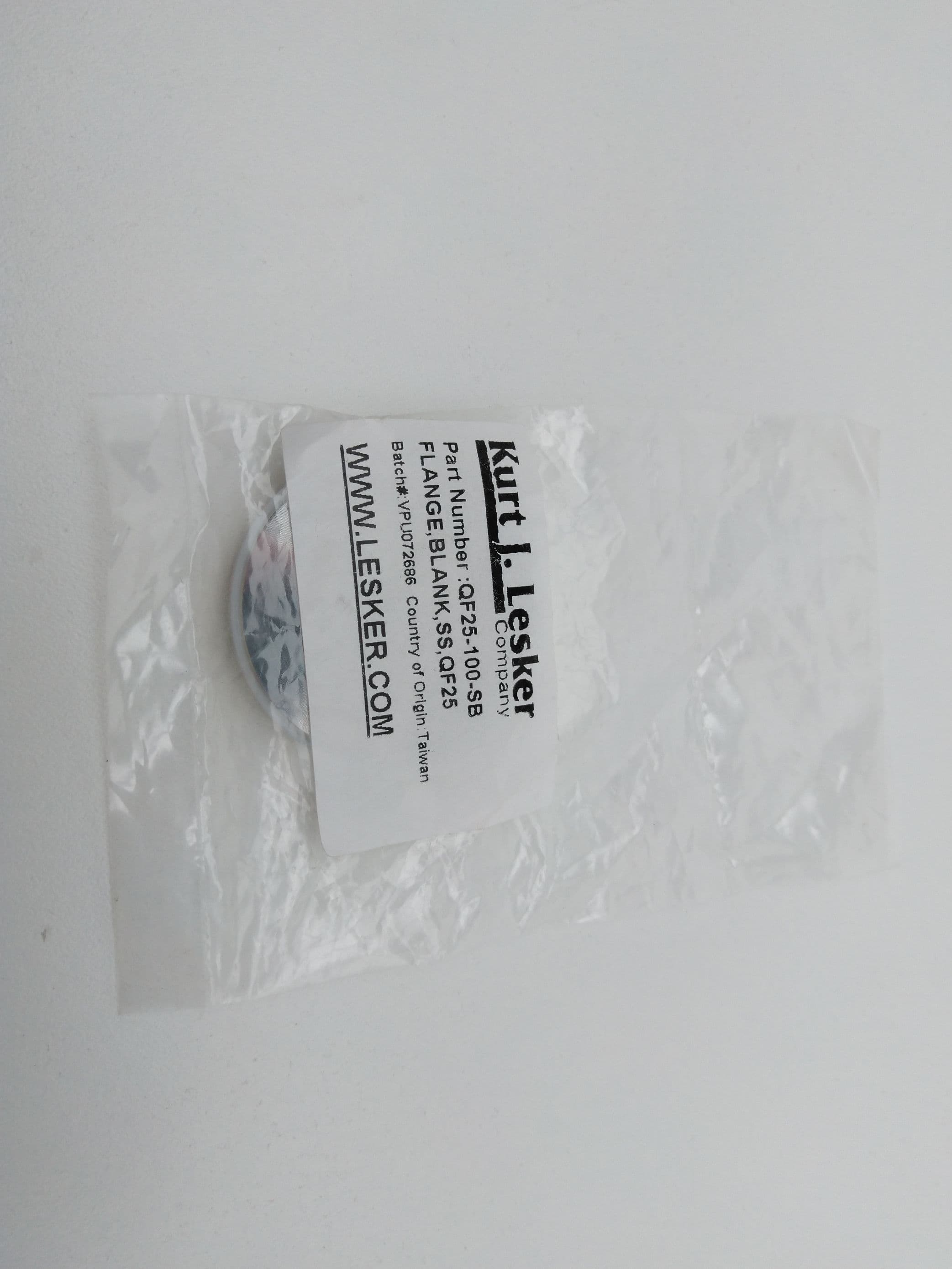 Kurt J. Lesker QF25-100-SB Blank Flange, SS, KF25 (1.57in / 39.88mm OD)