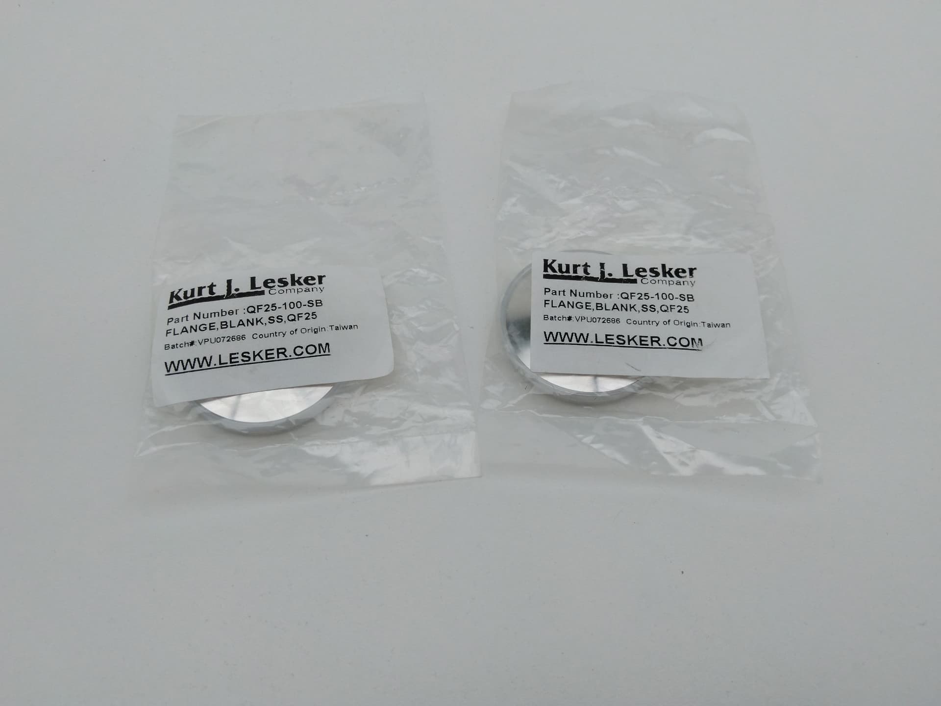 Kurt J. Lesker QF25-100-SB Blank Flange, SS, KF25 (1.57in / 39.88mm OD)