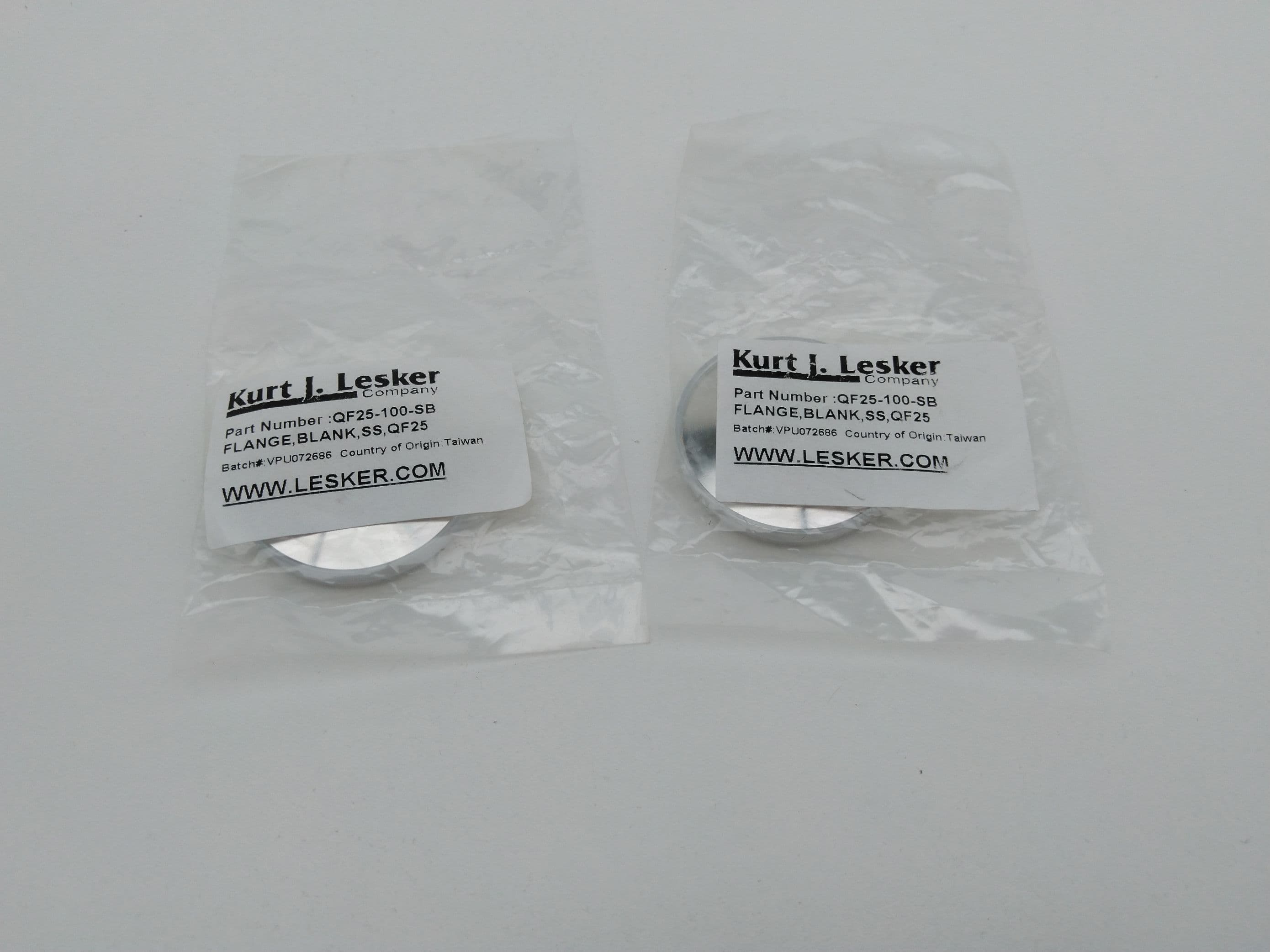 Kurt J. Lesker QF25-100-SB Blank Flange, SS, KF25 (1.57in / 39.88mm OD)