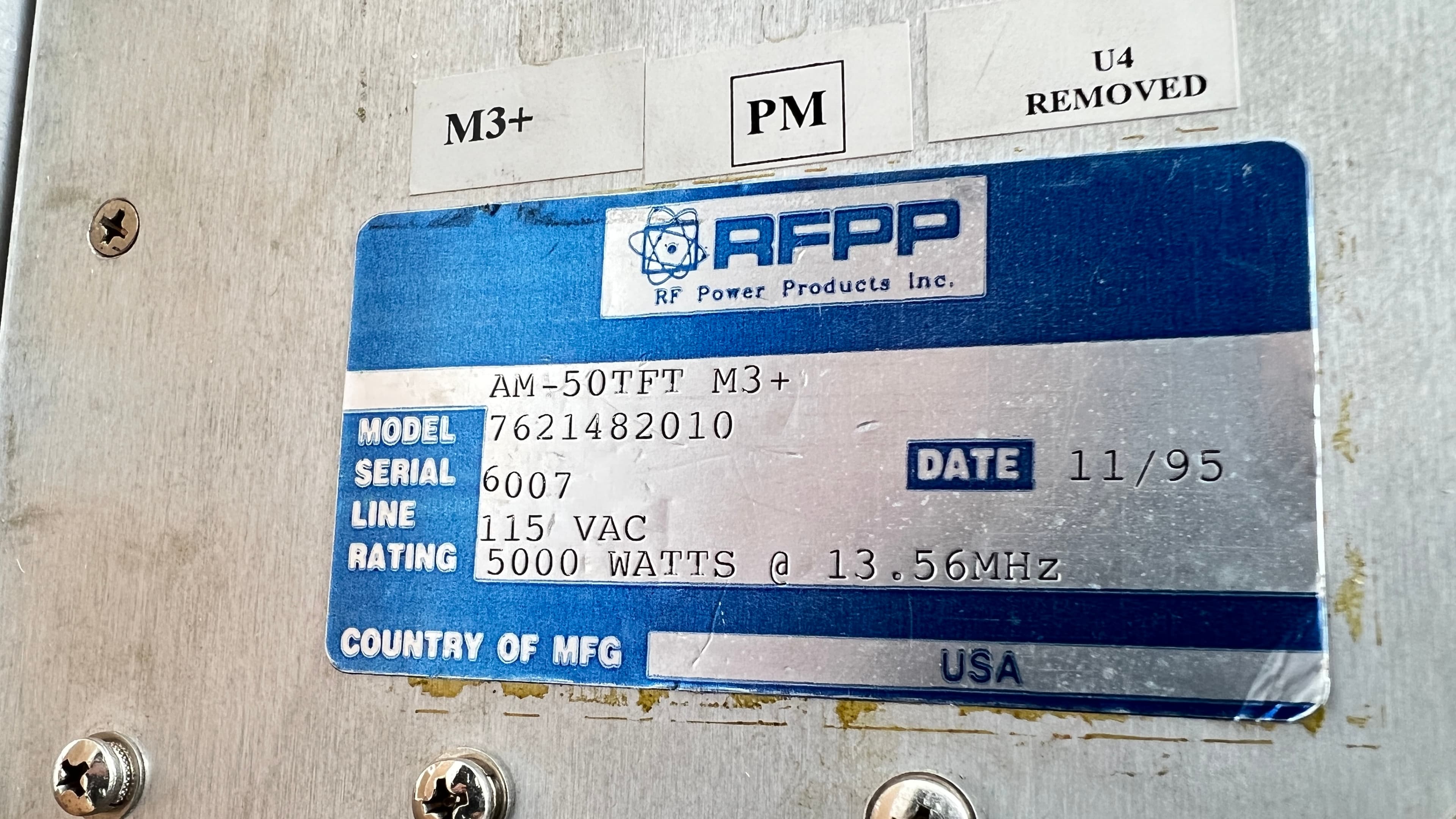 RFPP AM-50TFT M3+ 5000 Watt Automatching Network 13.56 MHz
