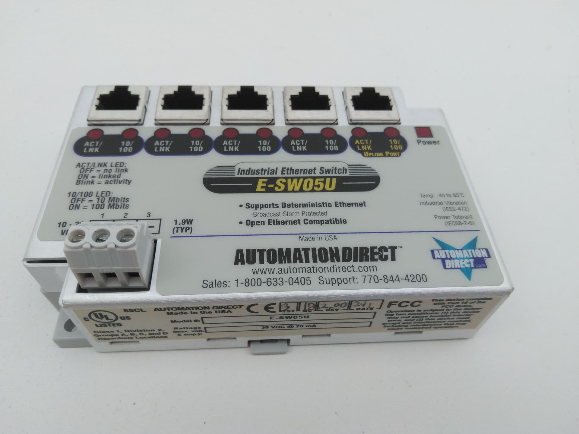 Automation Direct E-SW05U Industrial Ethernet Switch 30VDC, 1.9W