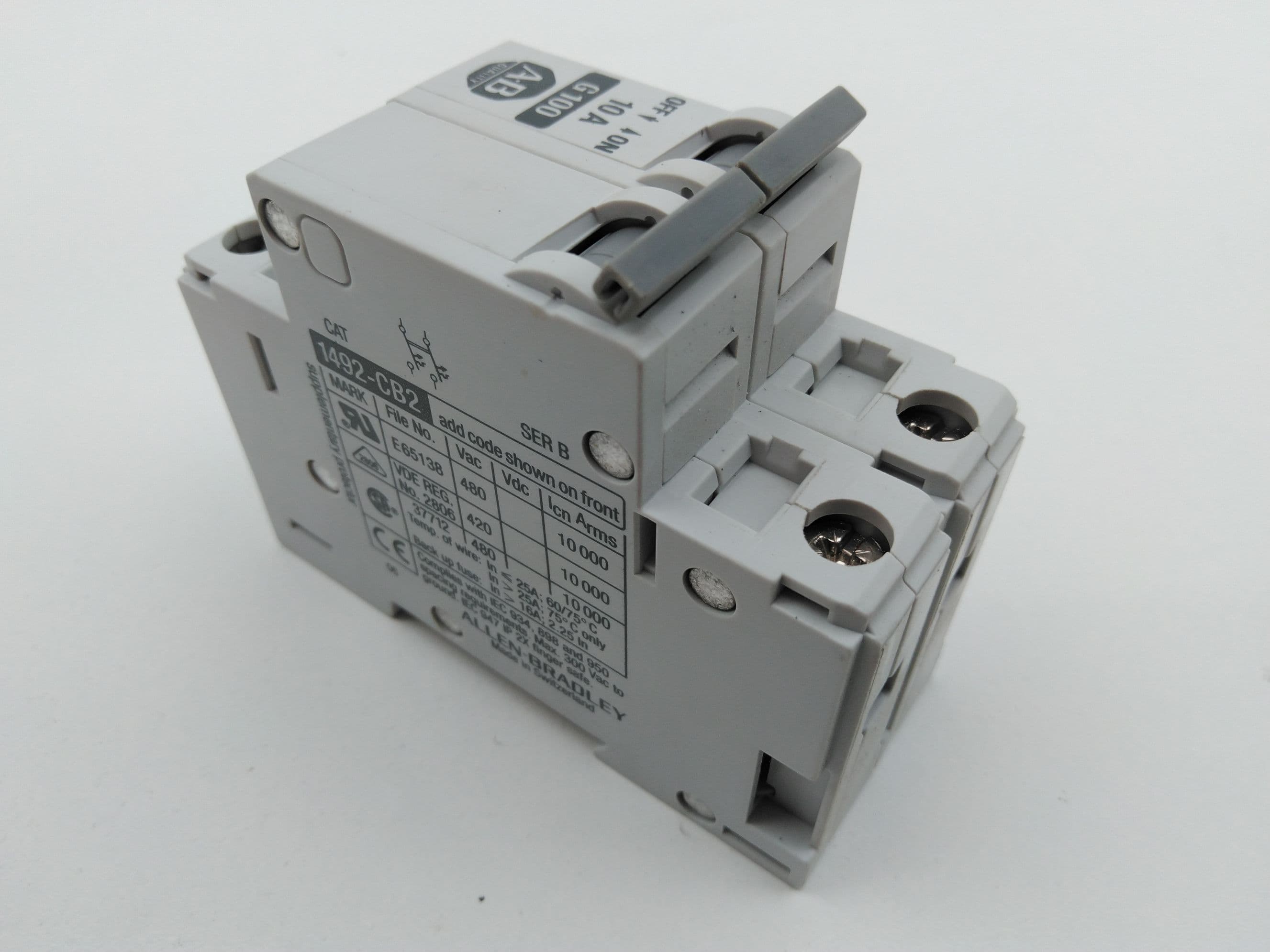 Allen-Bradley 1492-CB2G100 Ser B Circuit Breaker, 2P, 10A, 480V