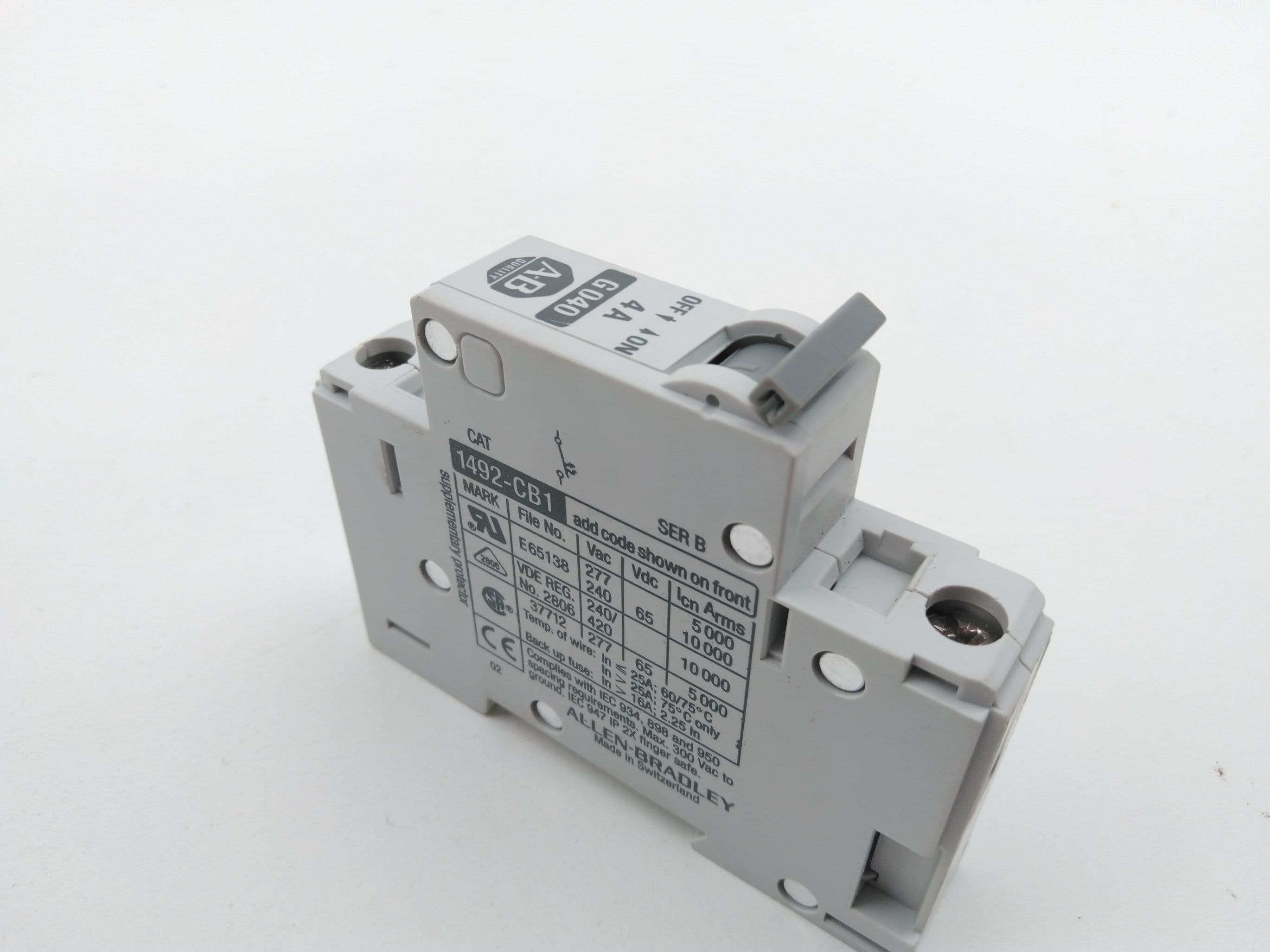 Allen-Bradley 1492-CB1G040 Ser B Circuit Breaker,1P,4A, 277V