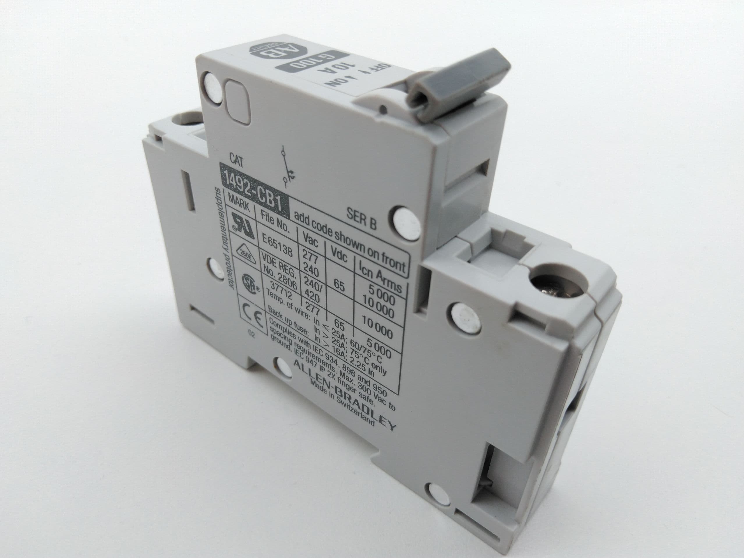 Allen-Bradley 1492-CB1G100 Ser B Circuit Breaker,1P,10A, 277V