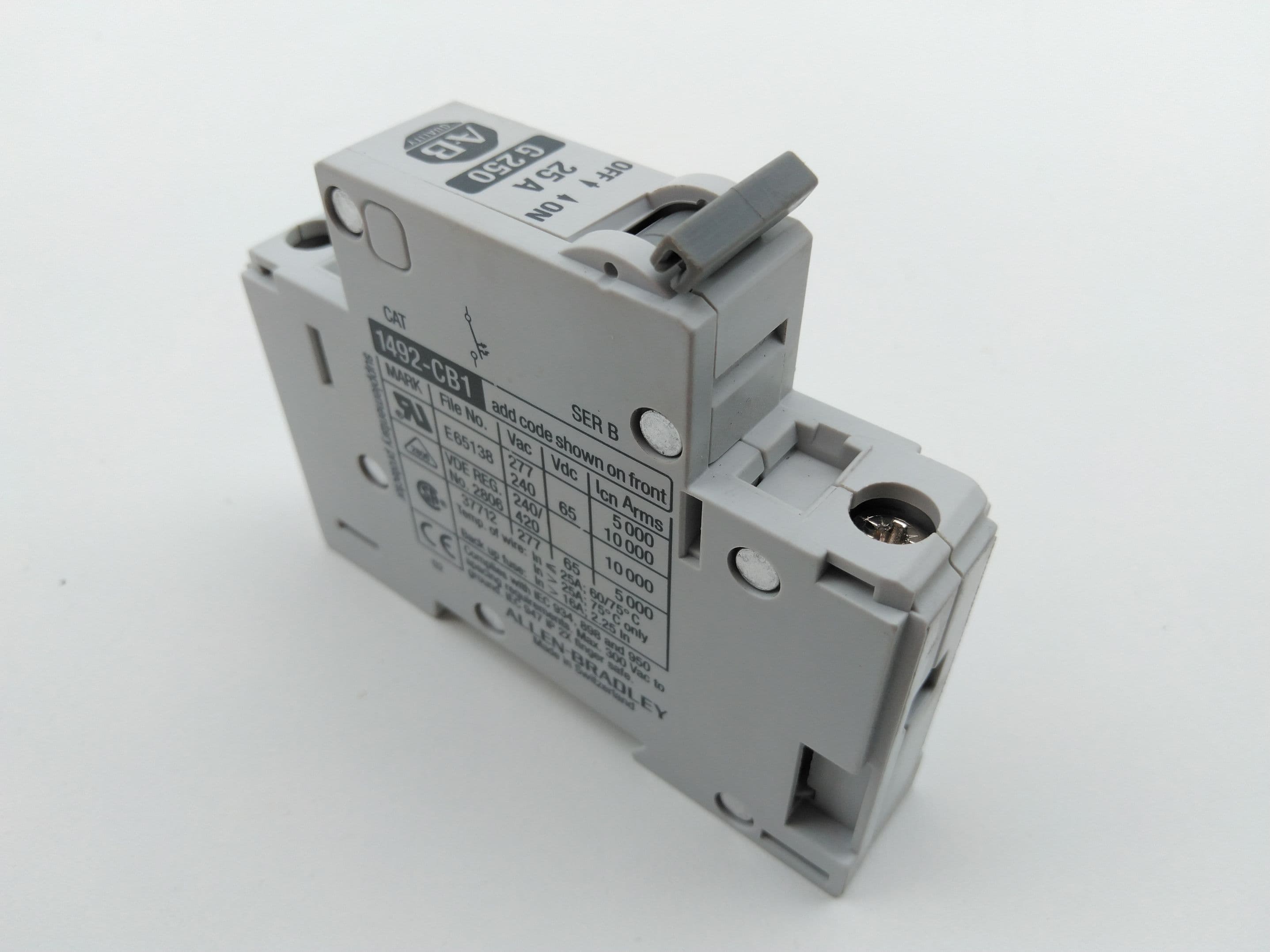 Allen-Bradley 1492-CB1G250 Ser B Circuit Breaker,1P,25A, 277V