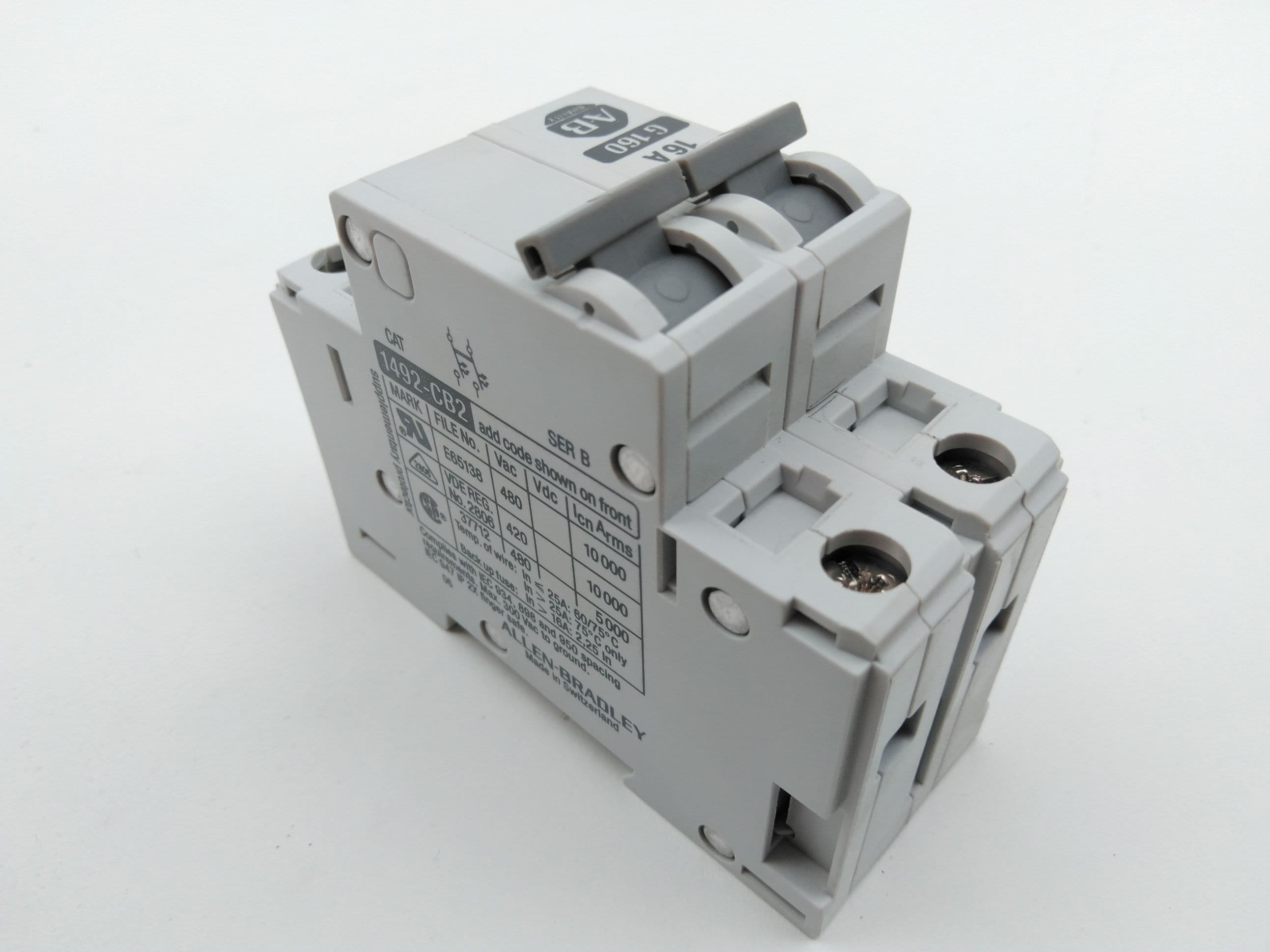 Allen-Bradley 1492-CB2G160 Ser B Circuit Breaker,2P,16A, 480V