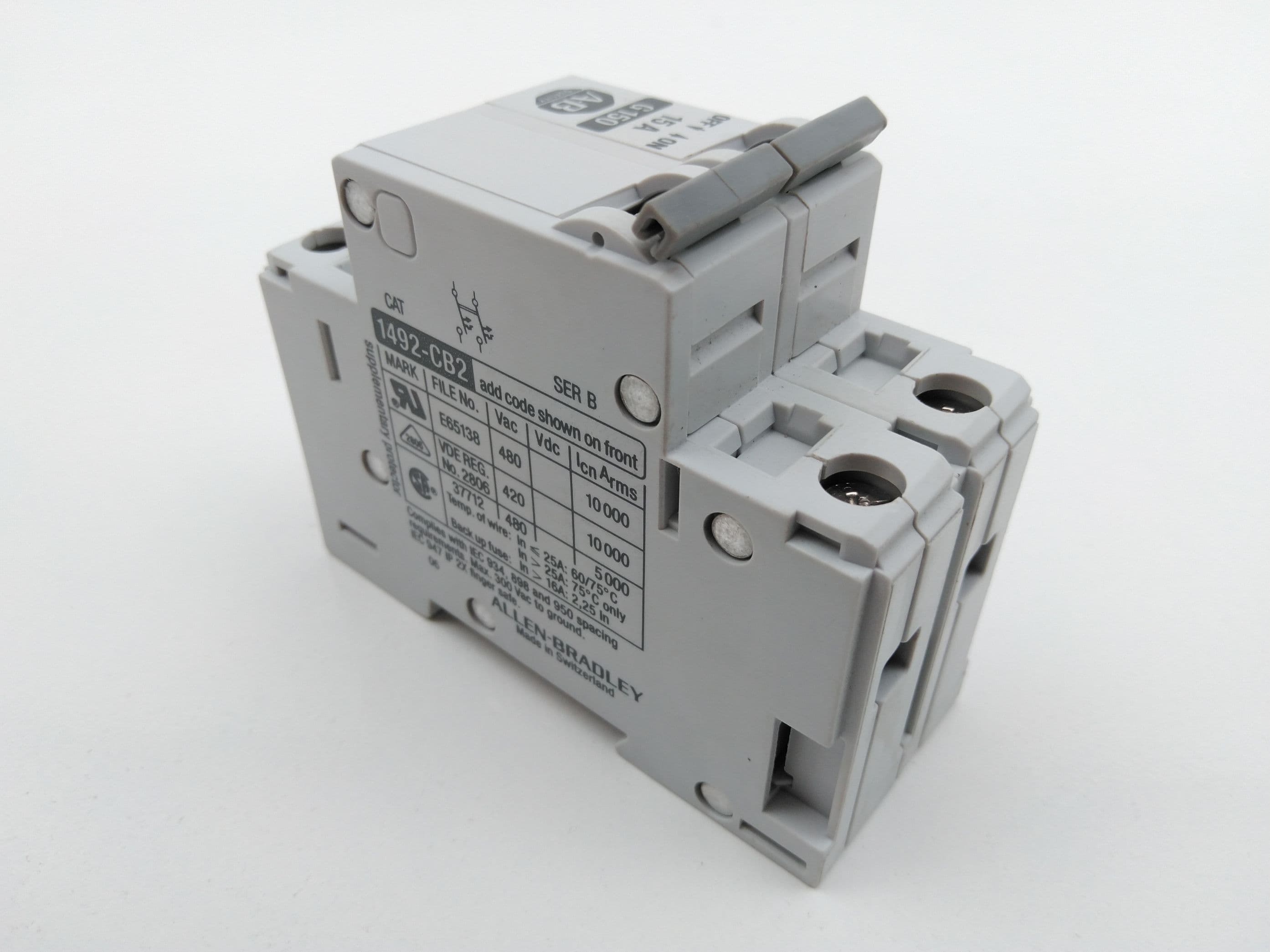 Allen-Bradley 1492-CB2G150 Ser B Circuit Breaker,2P,15A, 480V