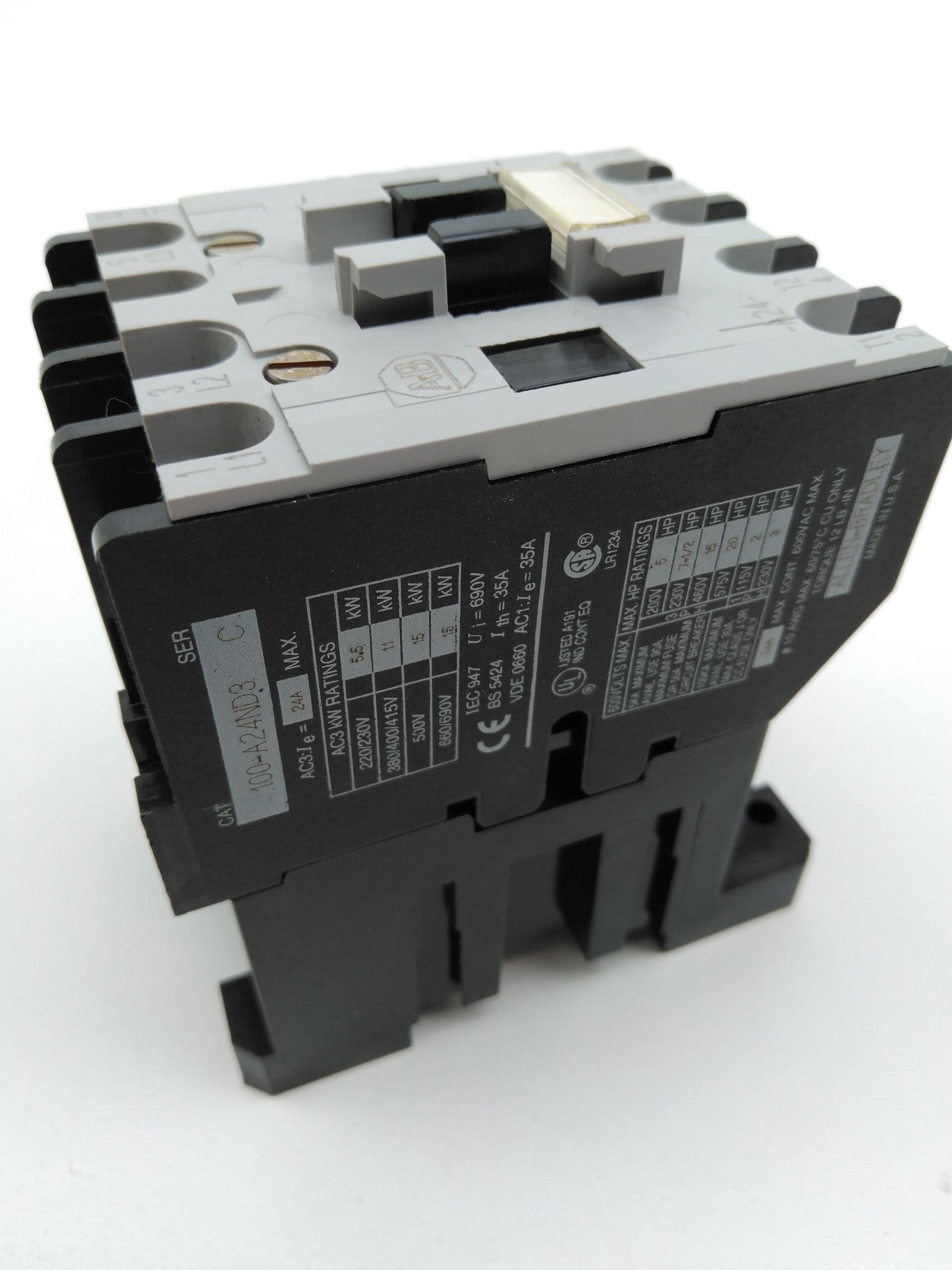 Allen-Bradley 100-A24ND3 Ser C Contactor 600V, 24A, 3P, 110/120Vac Coil