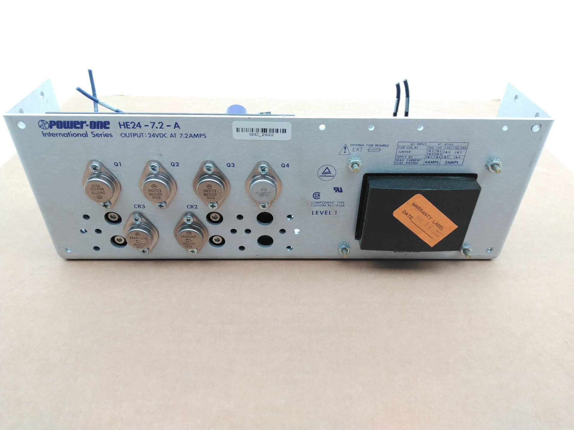 Power-one HE24-7.2-A Power Supply Output: 24Vdc - 7.2A, Input: 100/240Vac