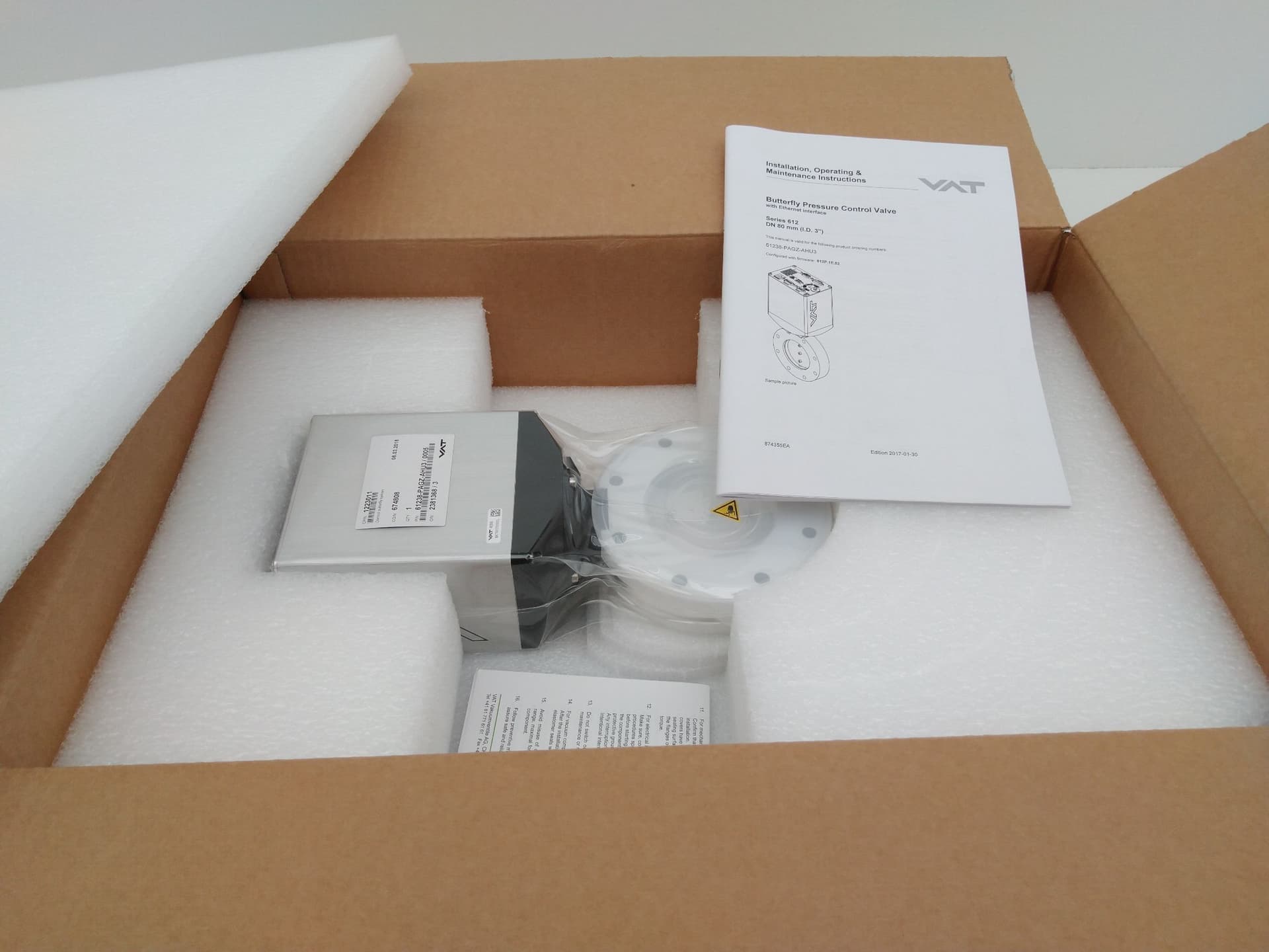 VAT 61238-PAGZ-AHU3 Butterfly Pressure Control Valve w/Ethernet Interface, 80mm