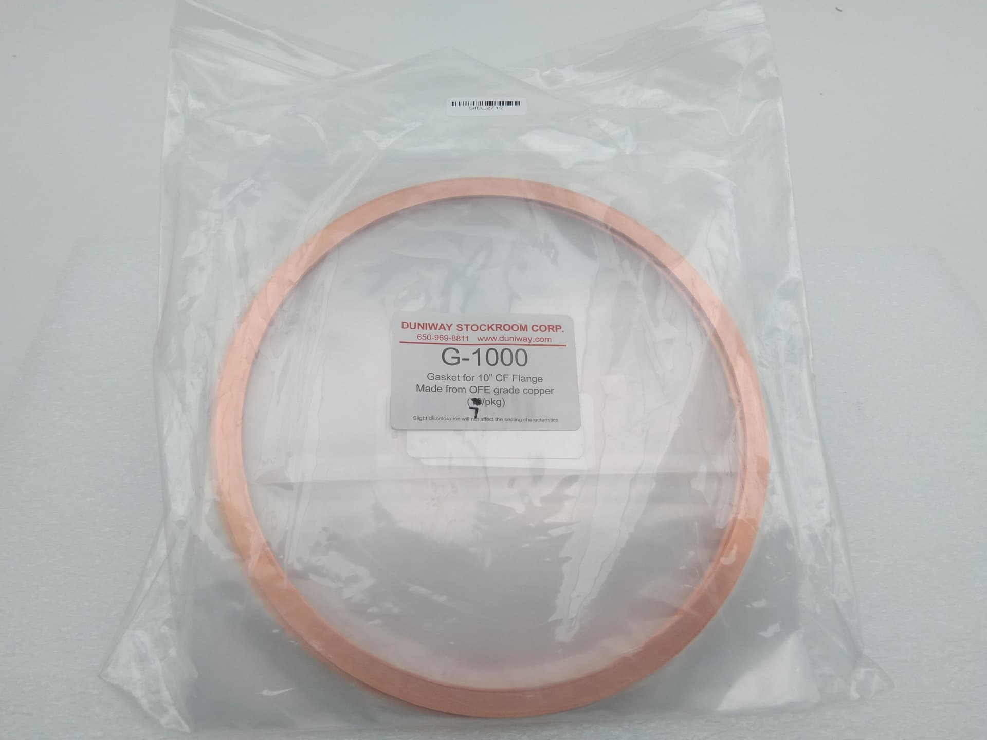 Duniway StockRoom G-1000 Copper Gaskets for 10.00" OD CF Flange