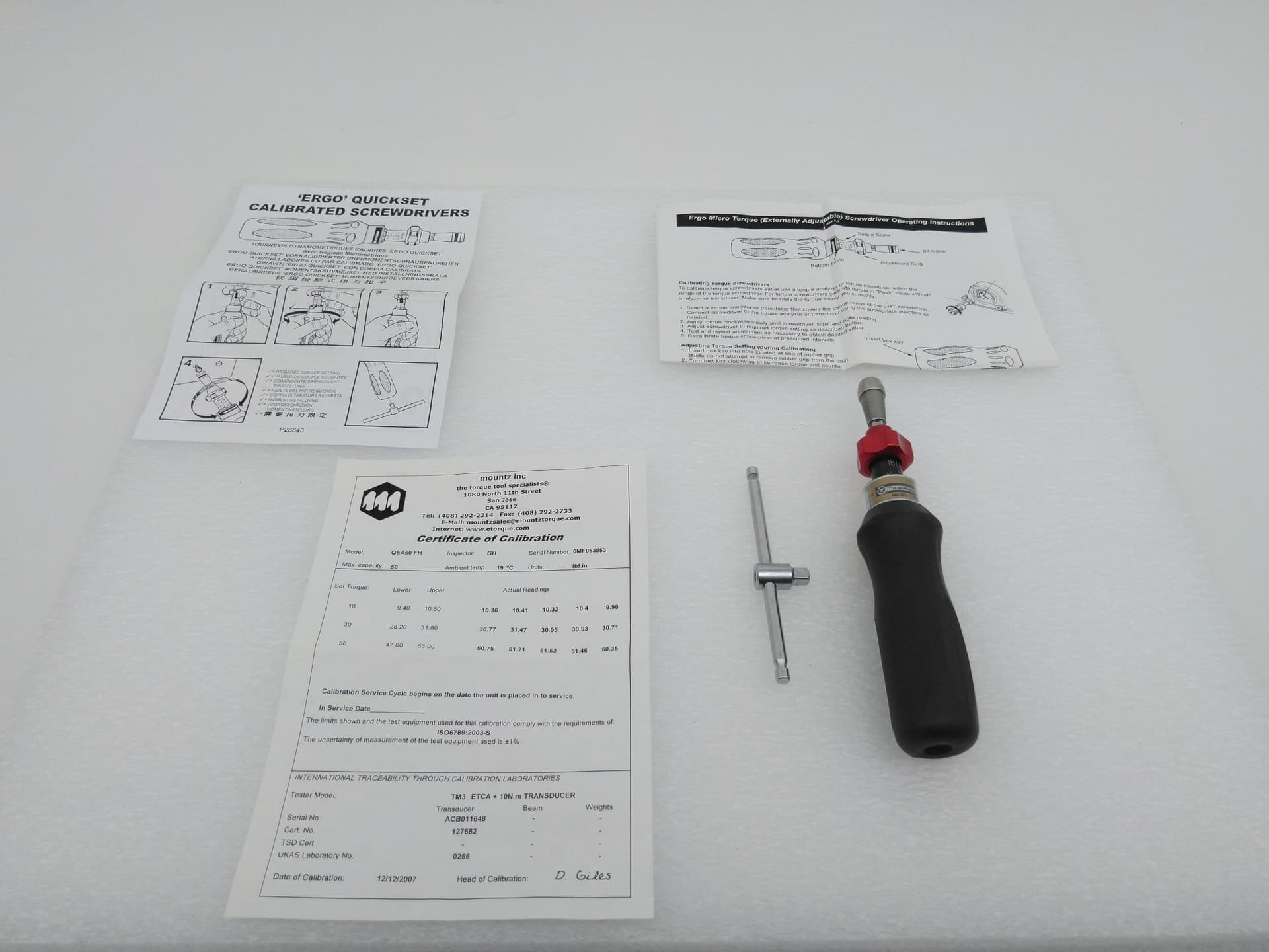 Mountz QSA50 FH / EMT50-F Ergo Micro Torque Adjustable Screwdriver