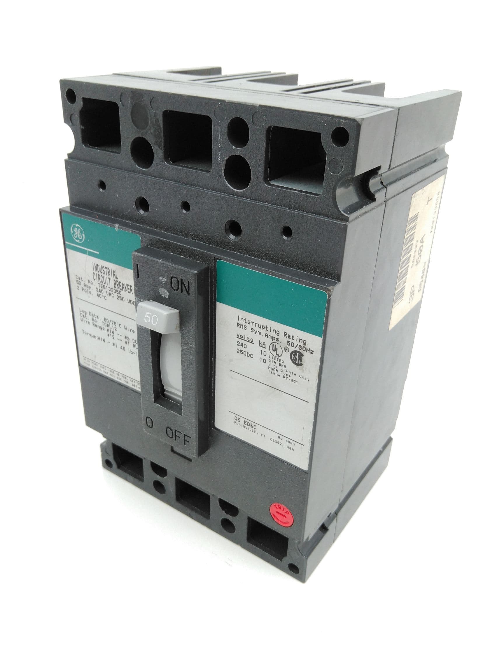 GE TEB132050 Circuit Breaker 50A, 3P, 240Vac