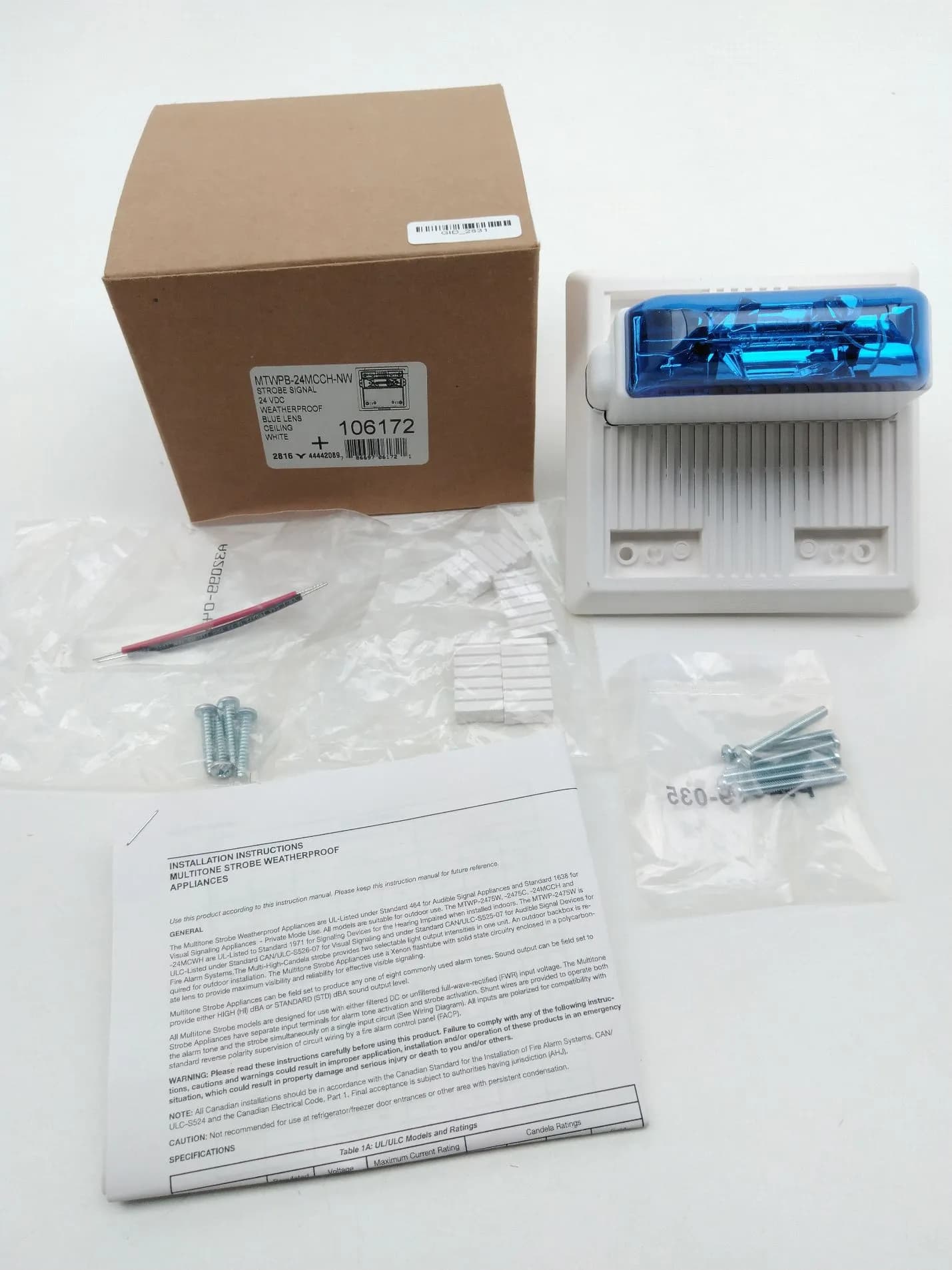 Eaton / Wheelock MTWPB-24MCCH-NW Blue Lens Waterproof Strobe Signal, 24Vdc
