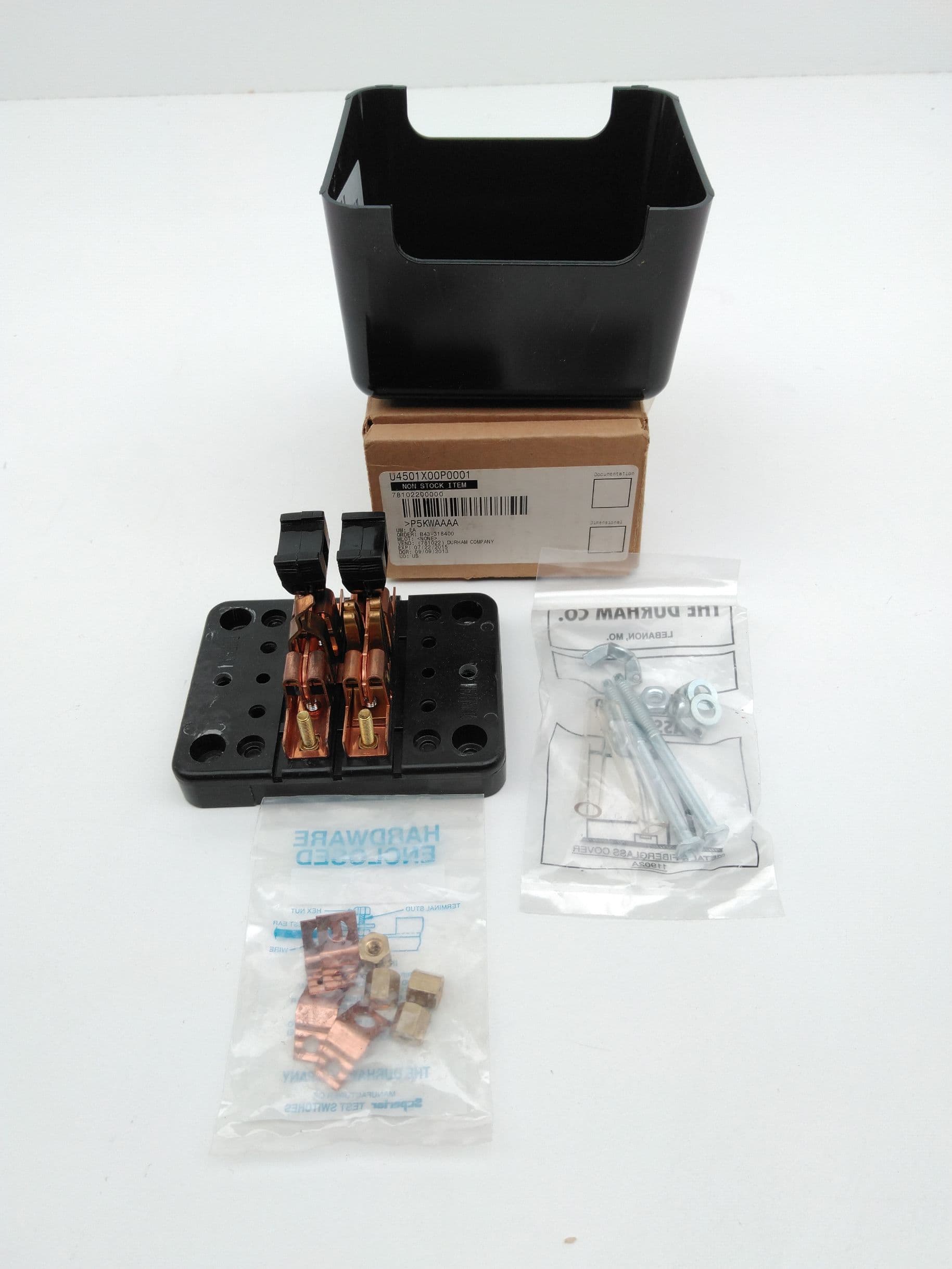 The Durham 2-1005F-00 Test Switch 2Pole, 30A, 600VAC w/ 7941FC-00 Black Cover
