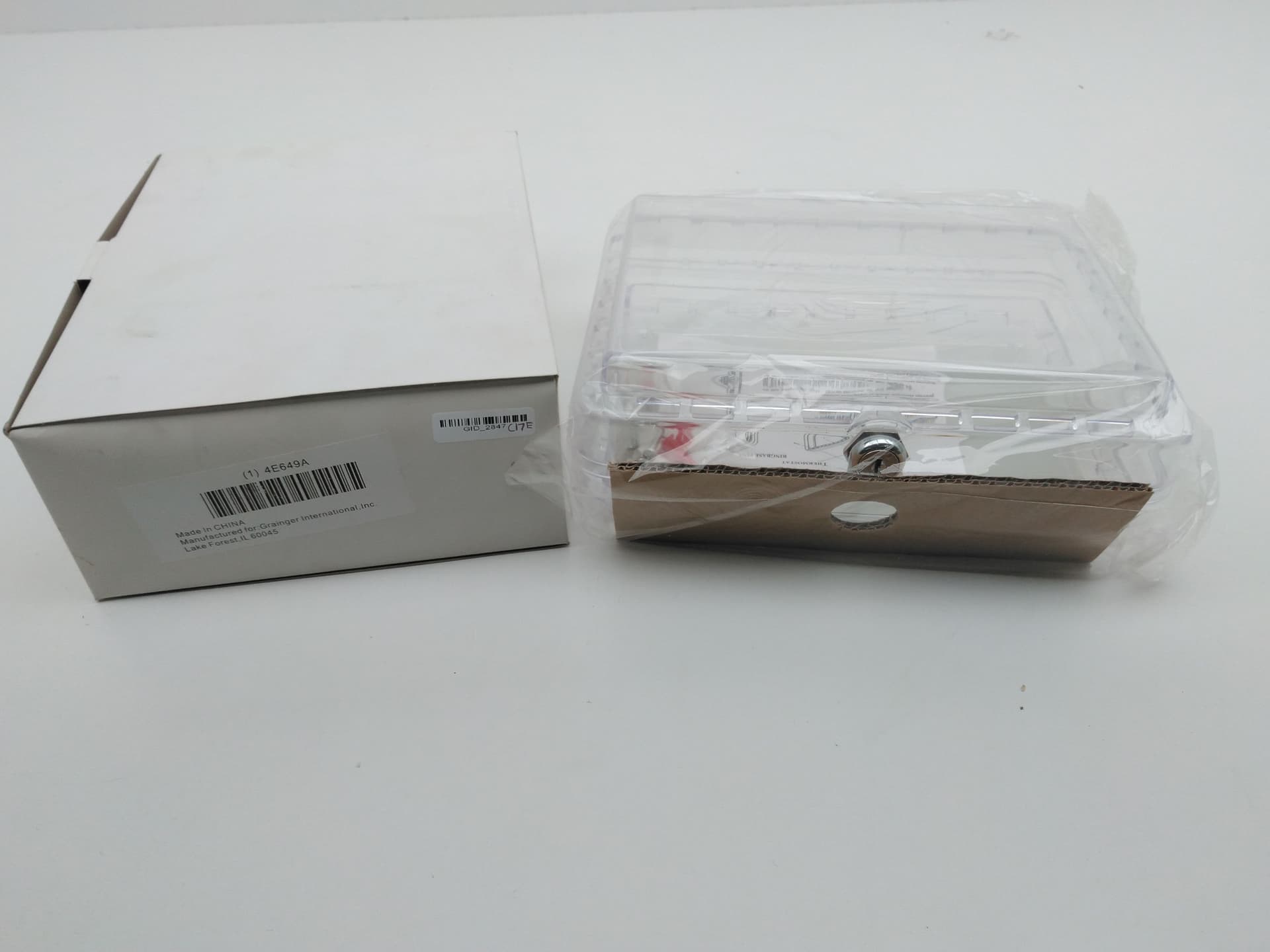Universal Thermostat Cover Guard 4E649A Clear Plastic Ring/Solid Base, 2 Keys